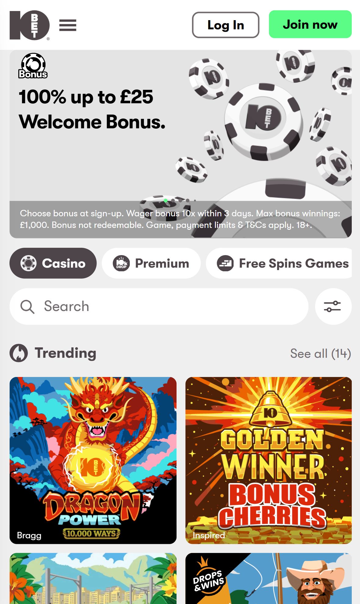 10Bet — Lobby (Mobile)