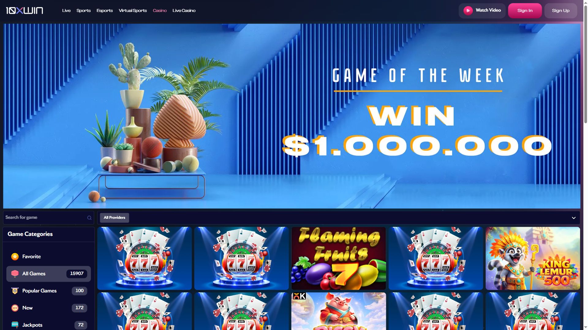10X Win — Lobby (Desktop)
