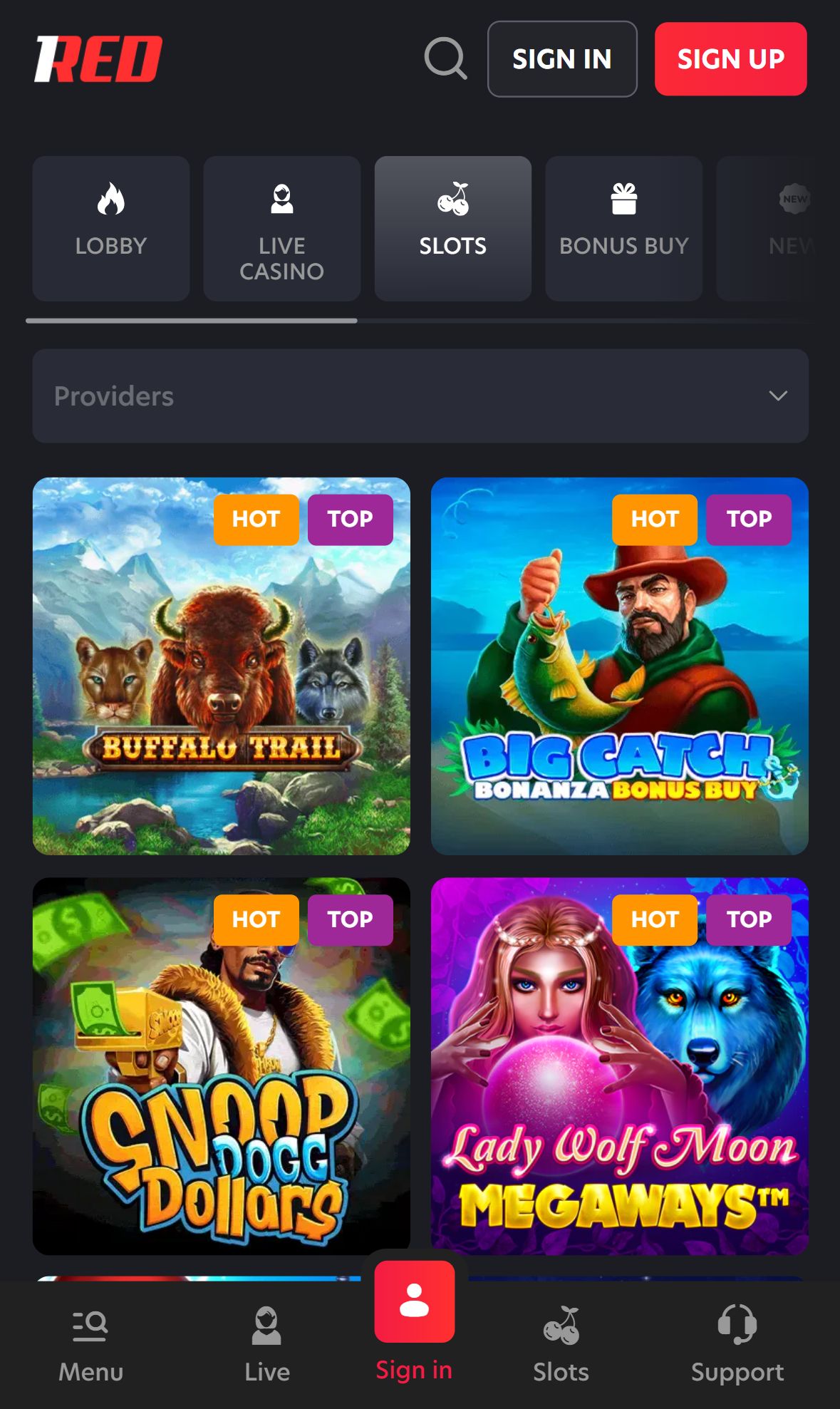 1Red — Lobby (Mobile)