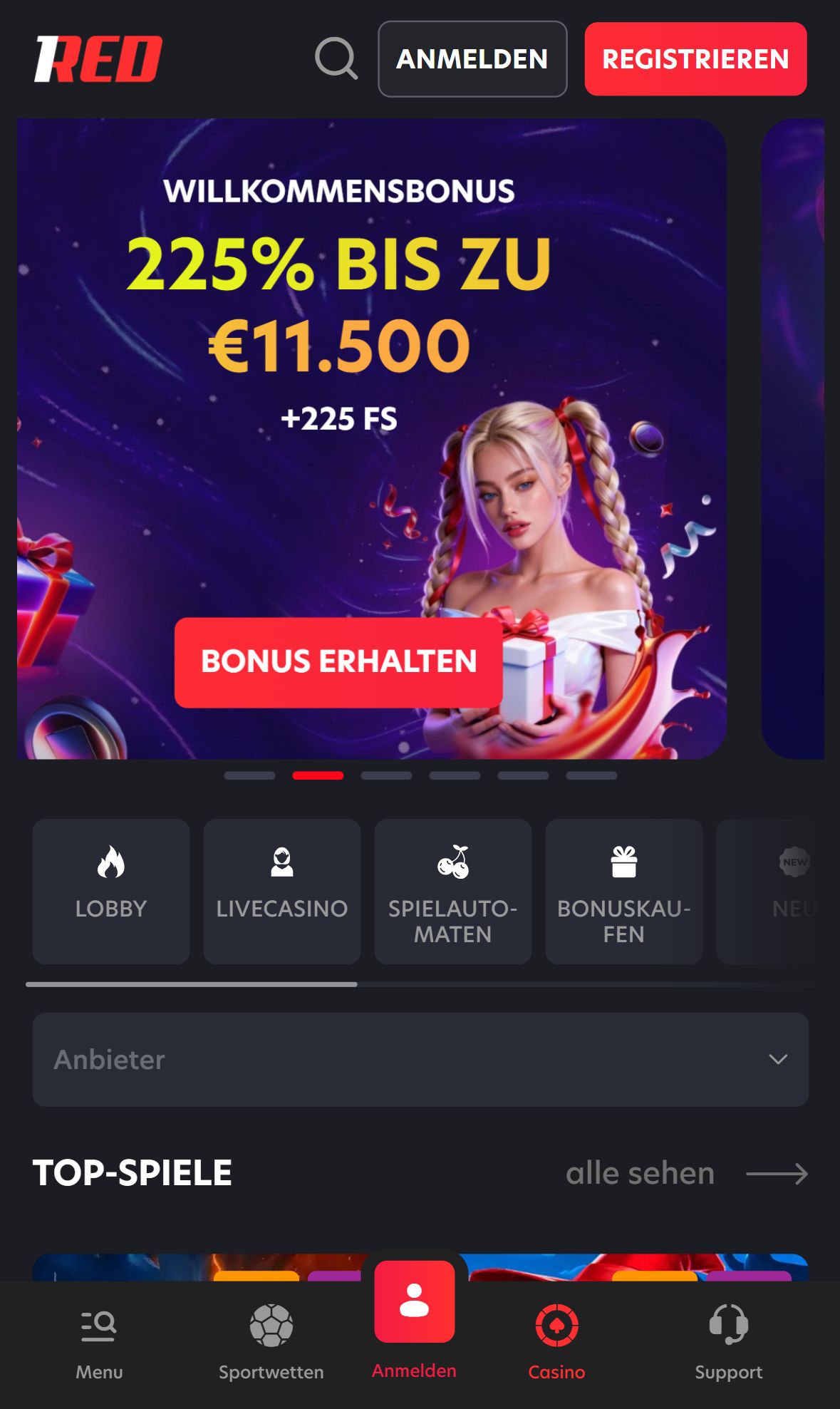 1Red — Startseite (Mobil)