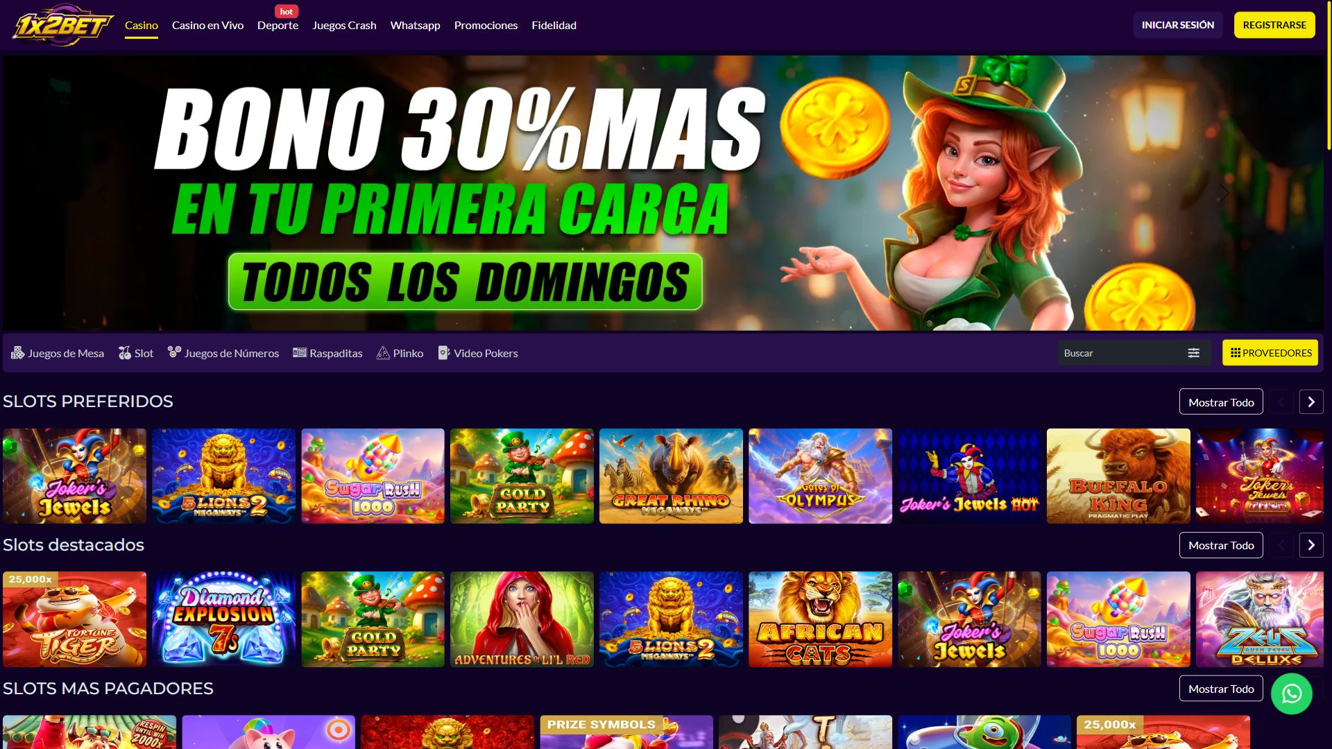1X2Bet — Homepage (Desktop)