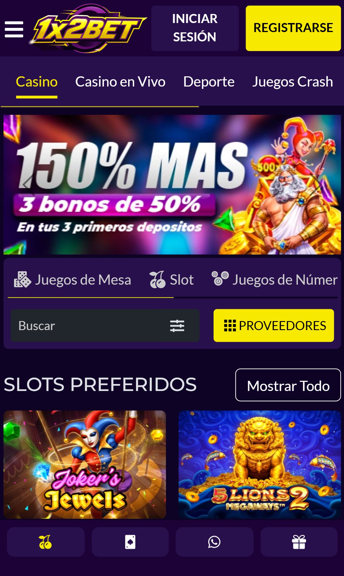 1X2Bet — Homepage (Mobile)