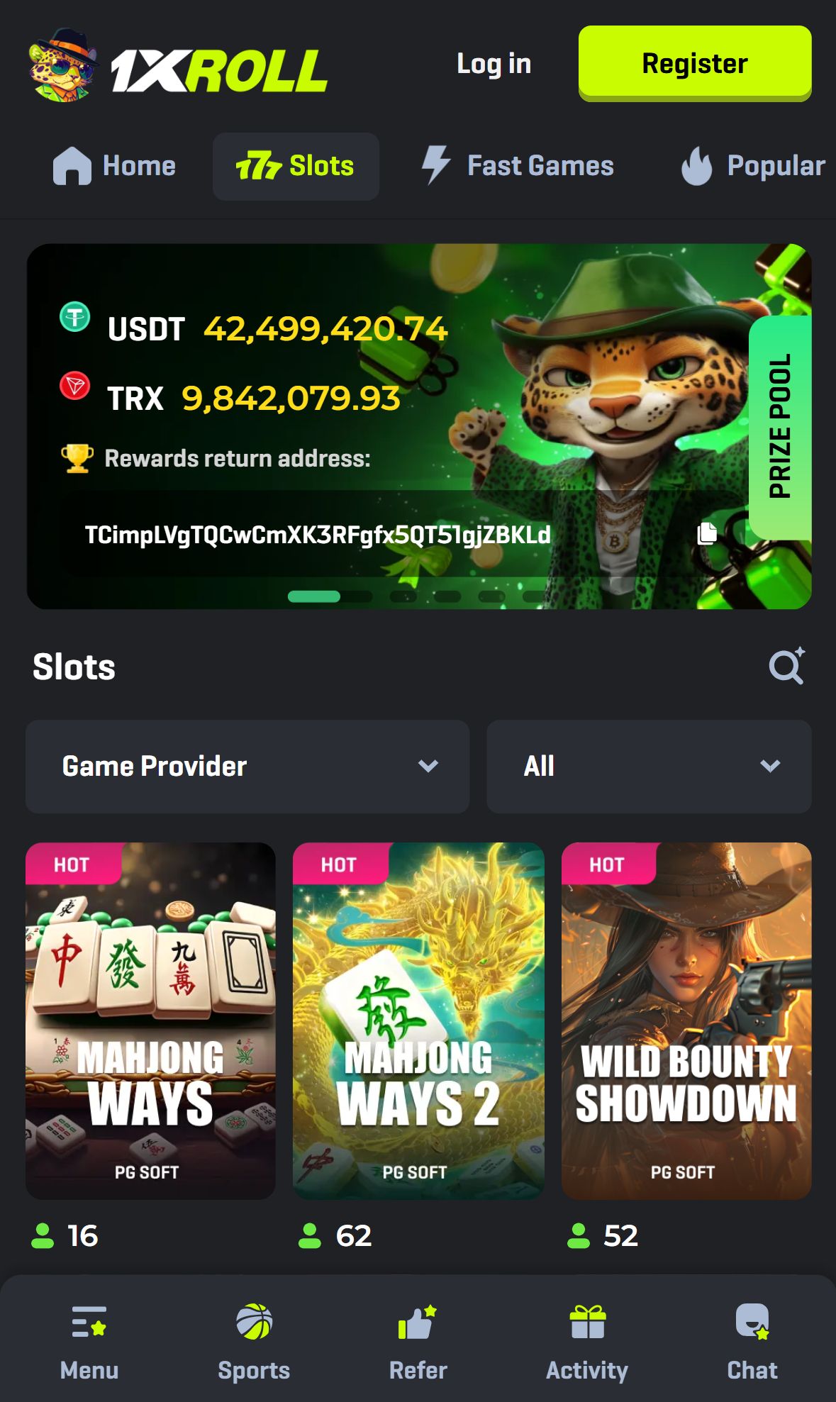 1Xroll — Lobby (Mobile)