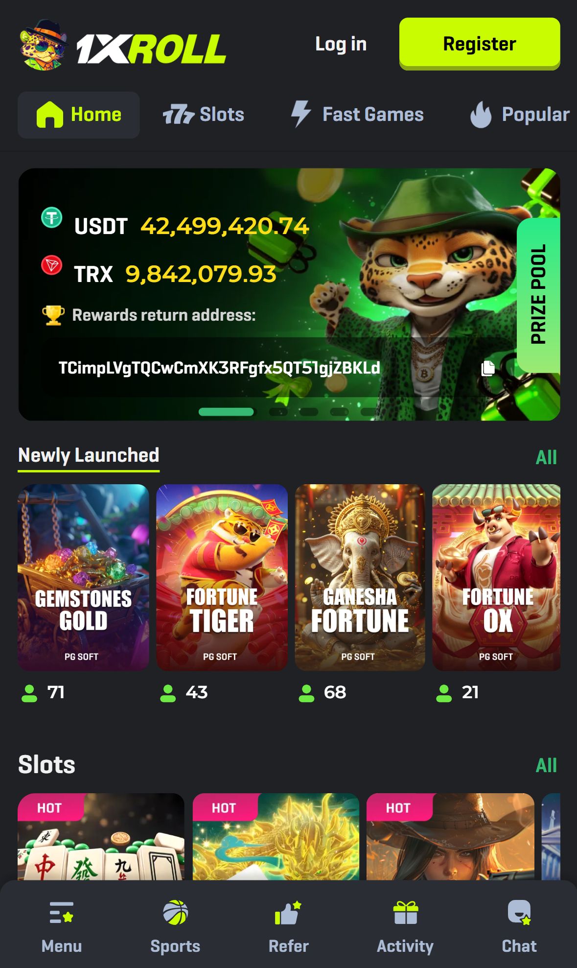 1Xroll — Homepage (Mobile)