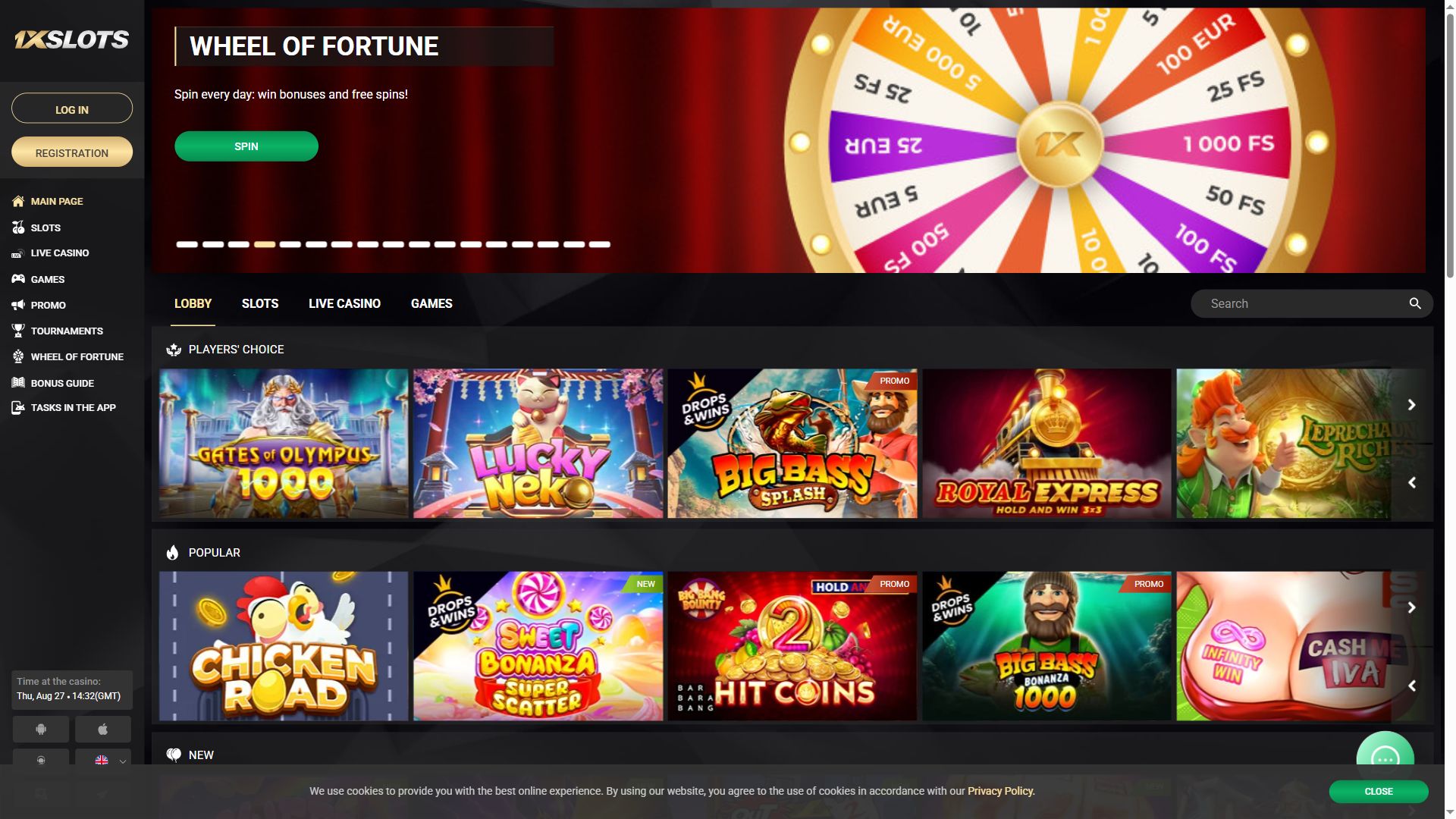 1Xslot — Homepage (Desktop)