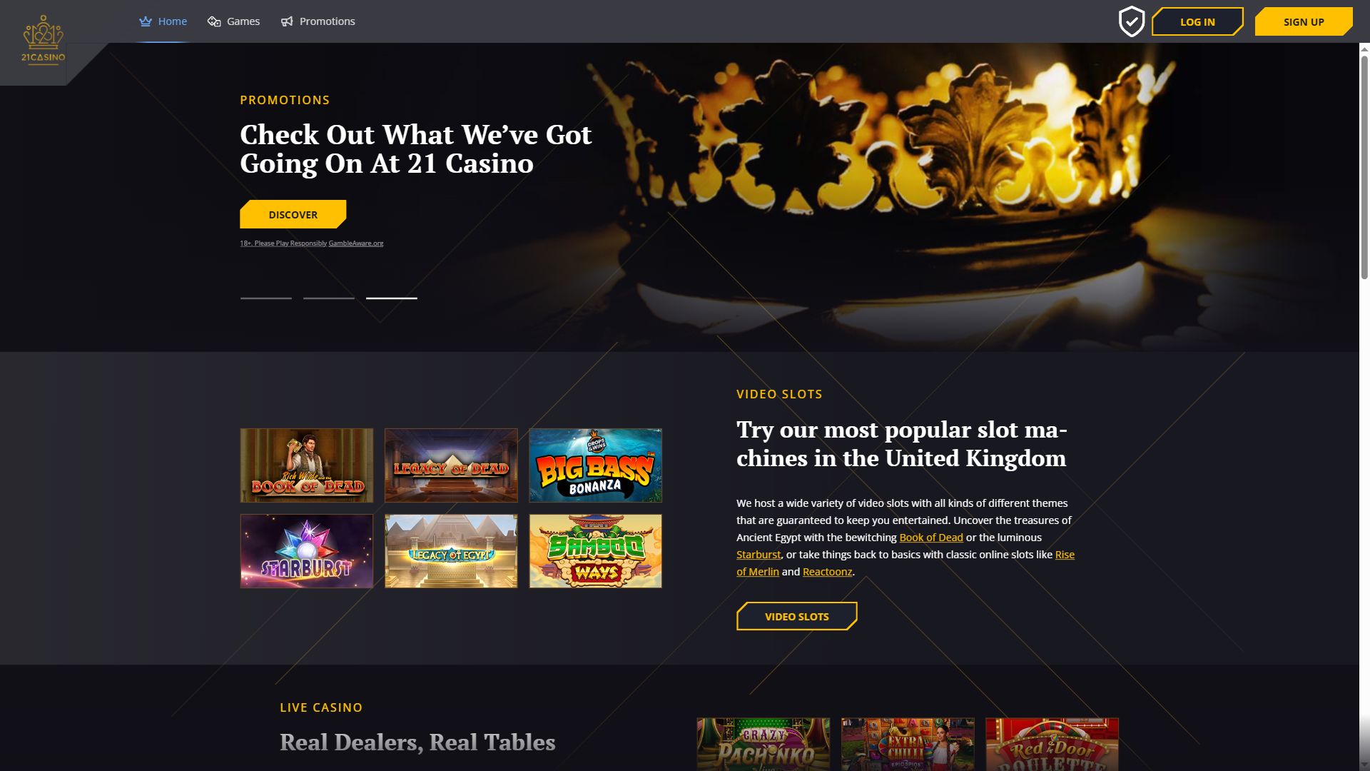 21Casino — Homepage (Desktop)