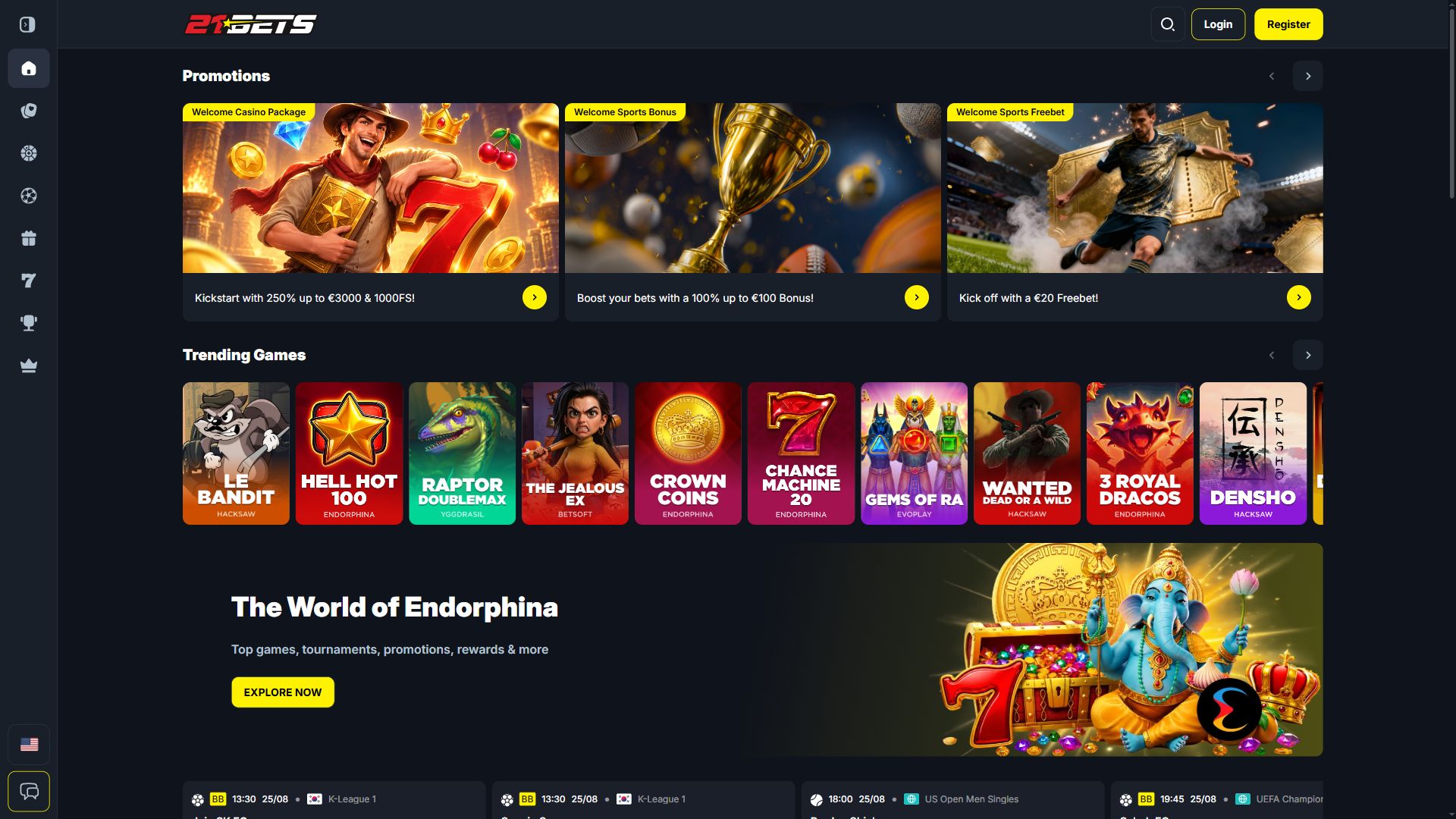 21Bets — Homepage (Desktop)