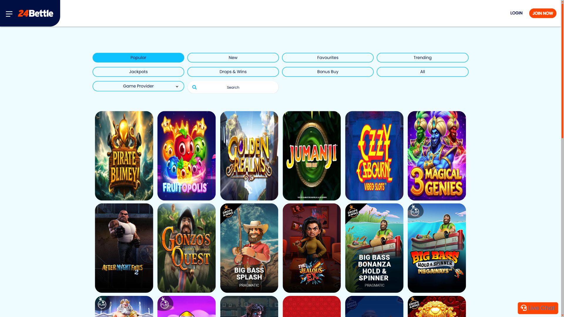 24Bettle — Lobby (Desktop)