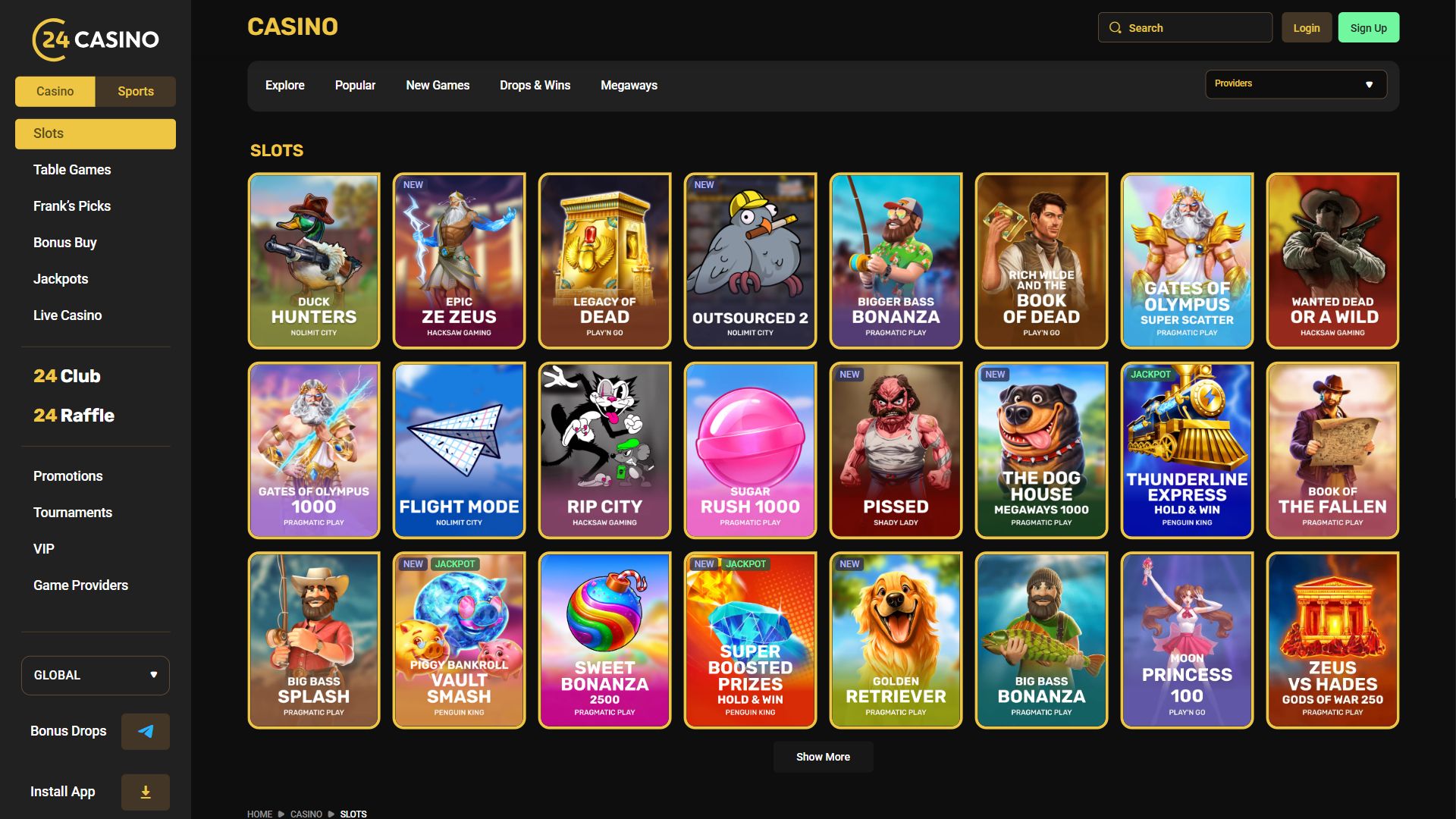 24Casino — Lobby (Desktop)