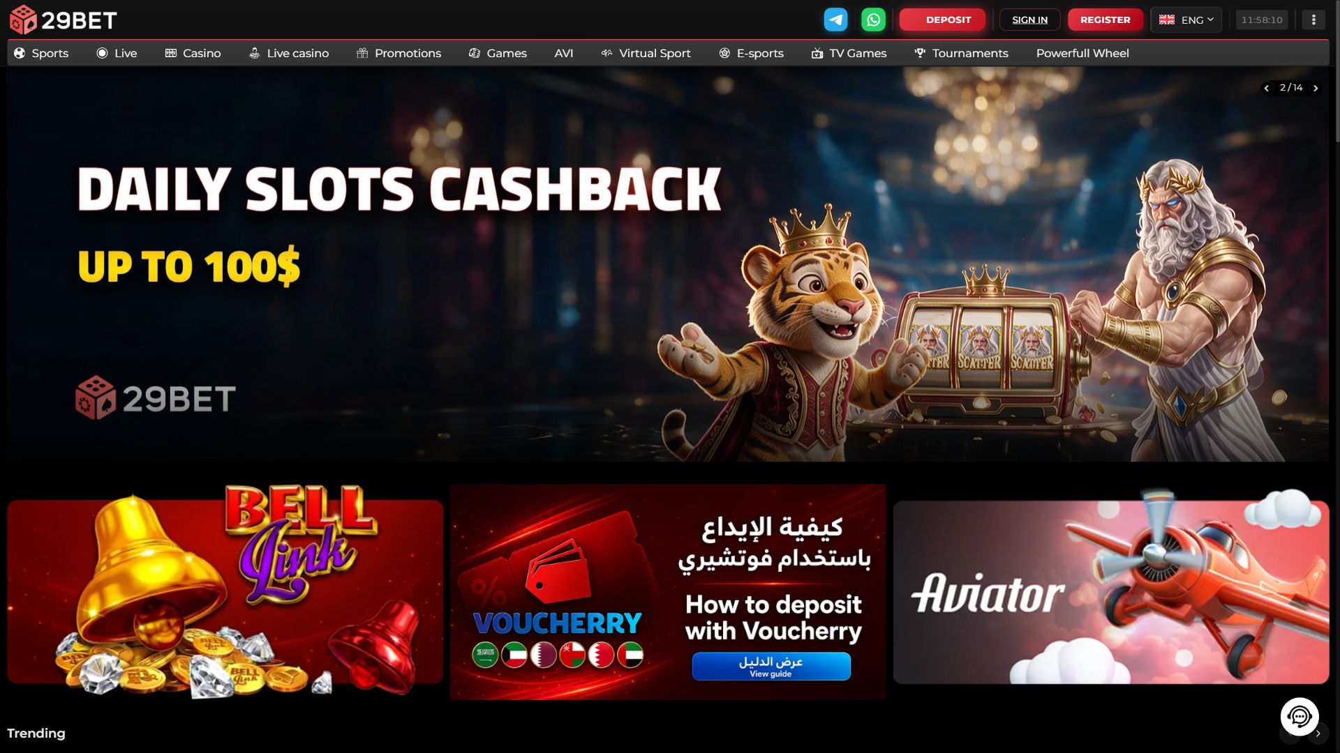 29Bet — Homepage (Desktop)
