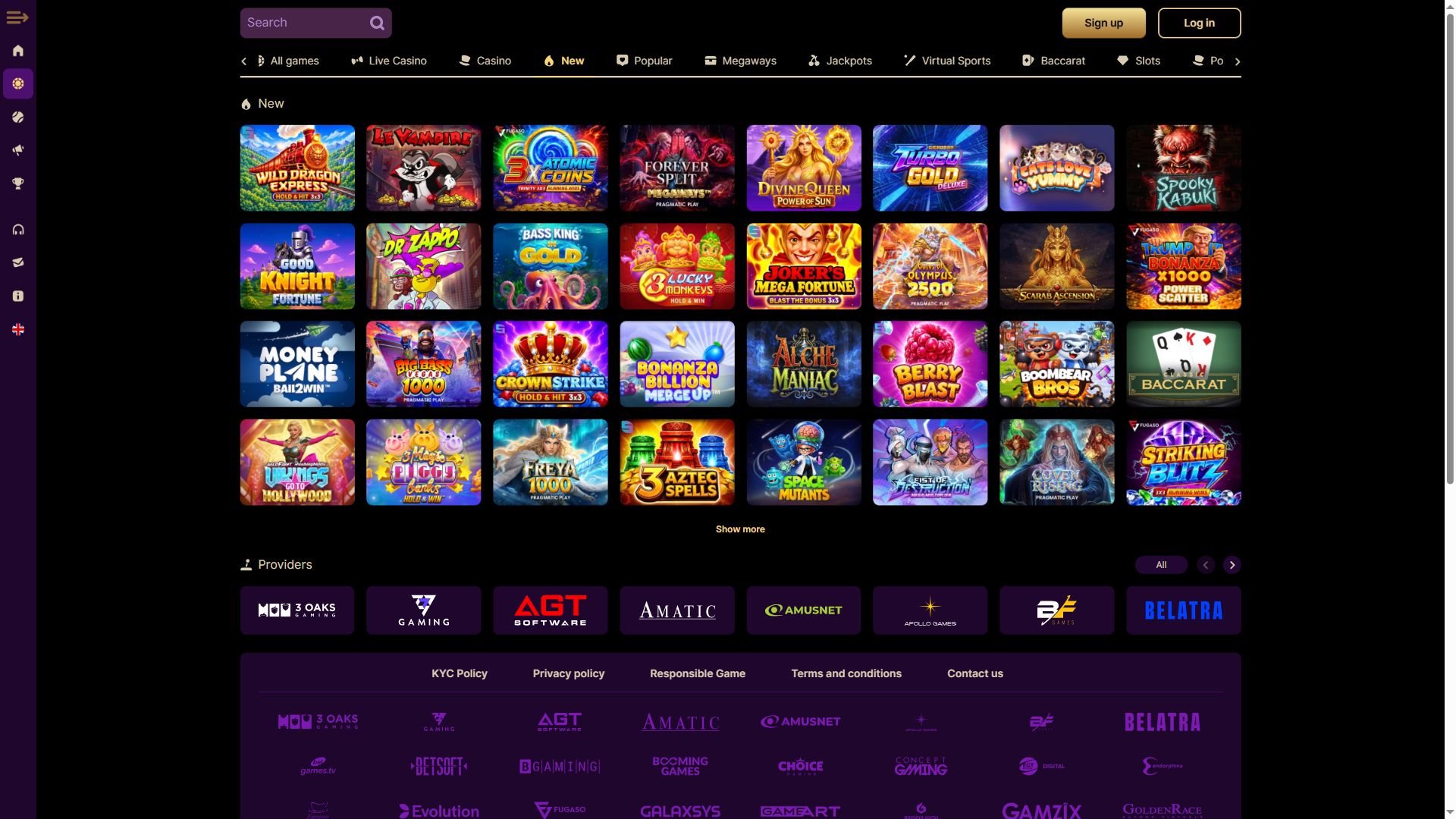 30 Casino — Lobby (Desktop)