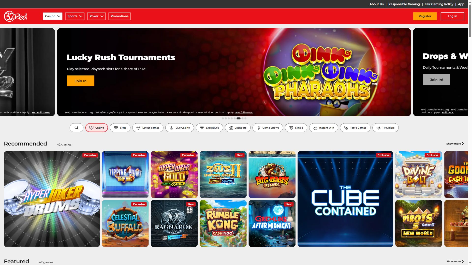 32Red — Lobby (Desktop)