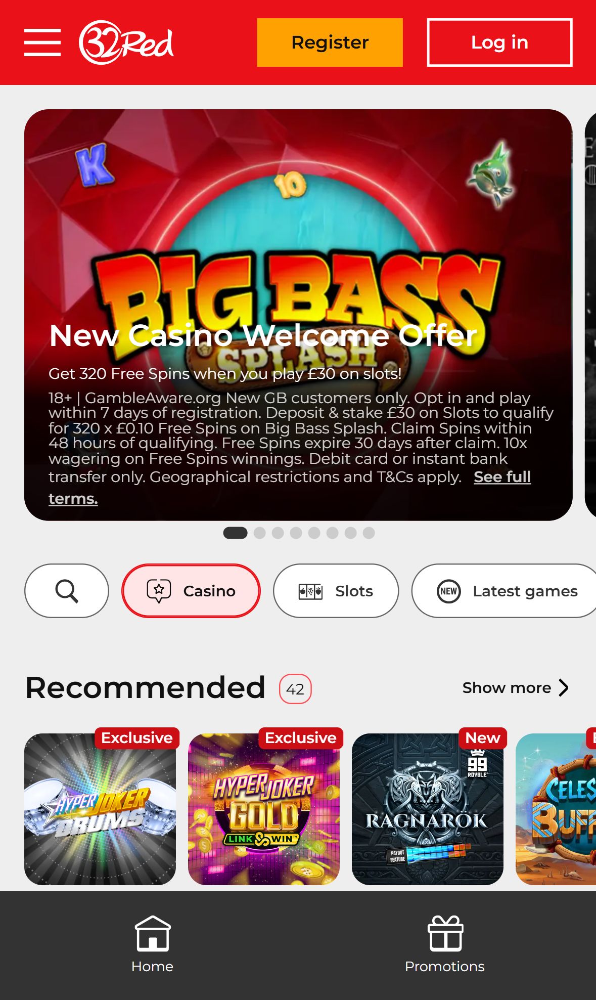 32Red — Homepage (Mobile)