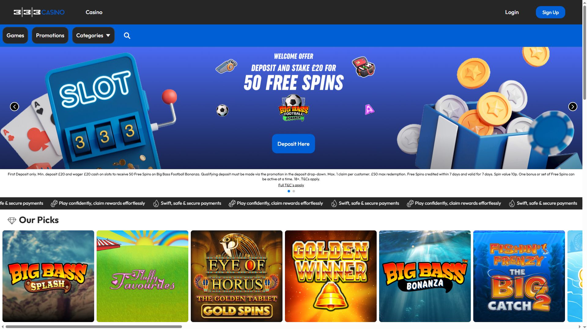 333Casino — Homepage (Desktop)