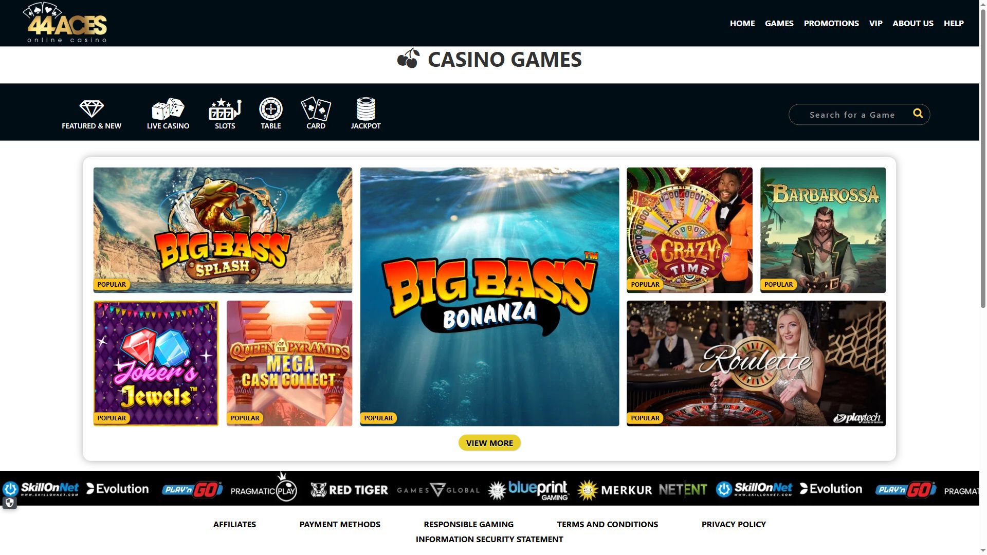 44Aces — Lobby (Desktop)
