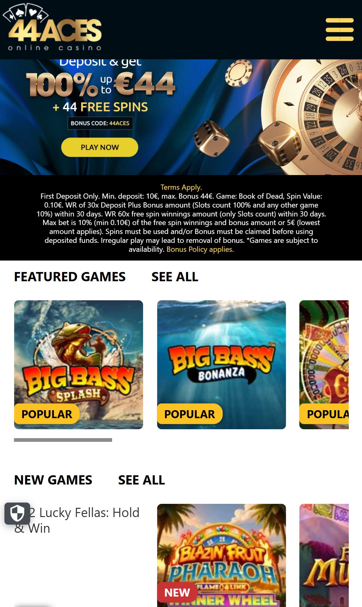 44Aces — Lobby (Mobile)