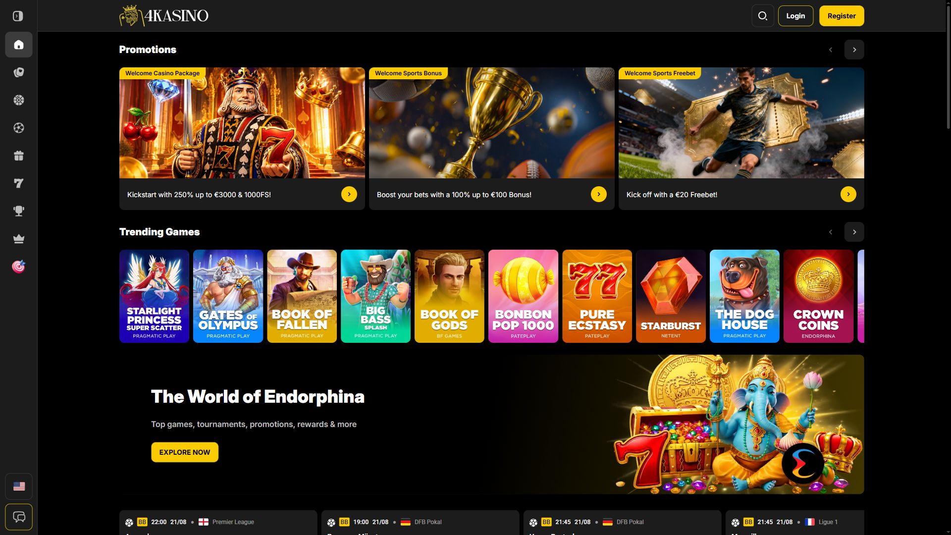 4Kasino — Homepage (Desktop)