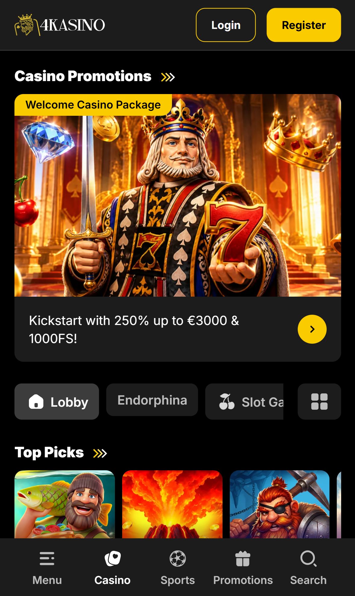 4Kasino — Lobby (Mobile)