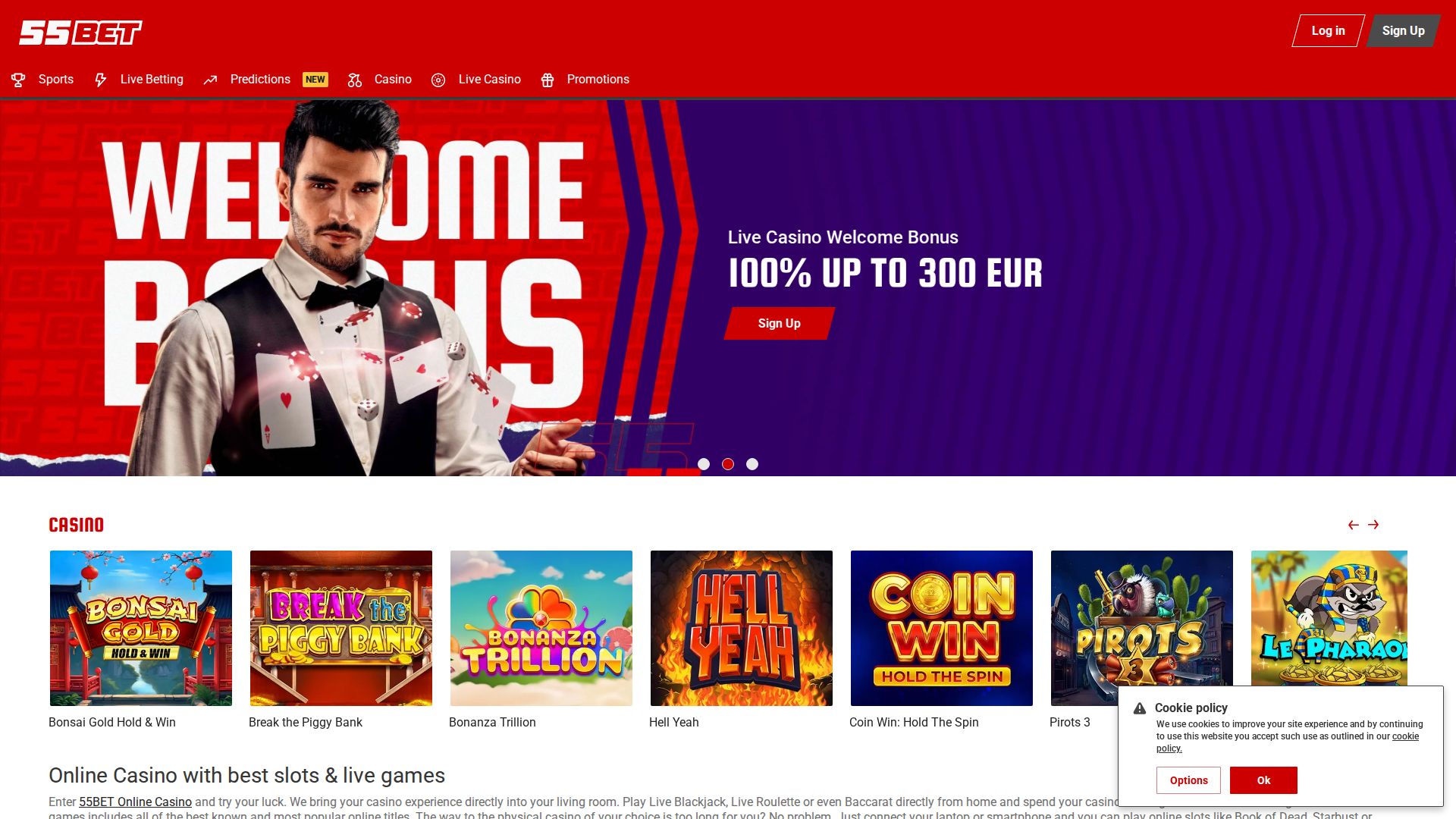 55BET — Homepage (Desktop)