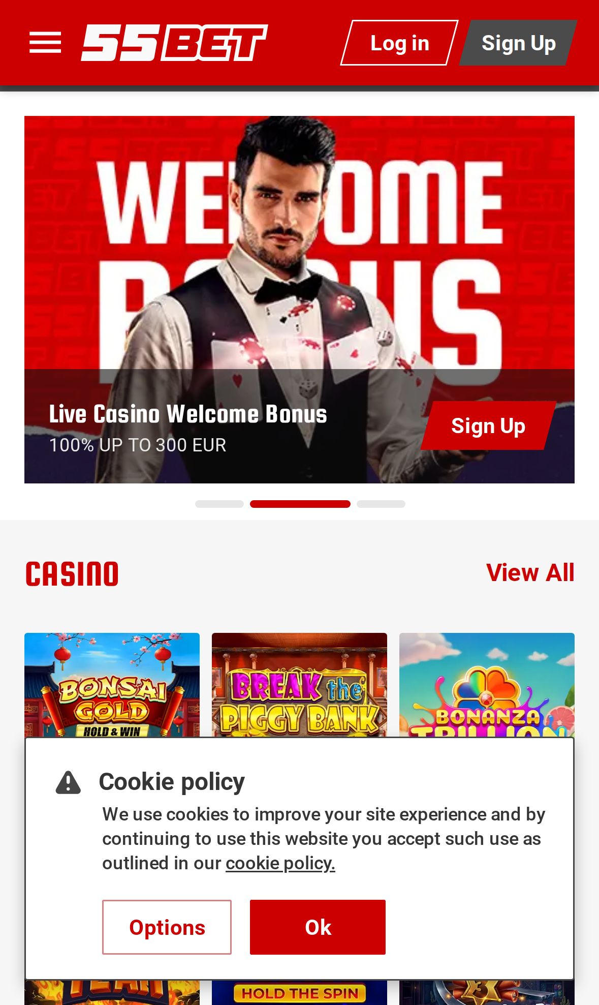 55BET — Homepage (Mobile)