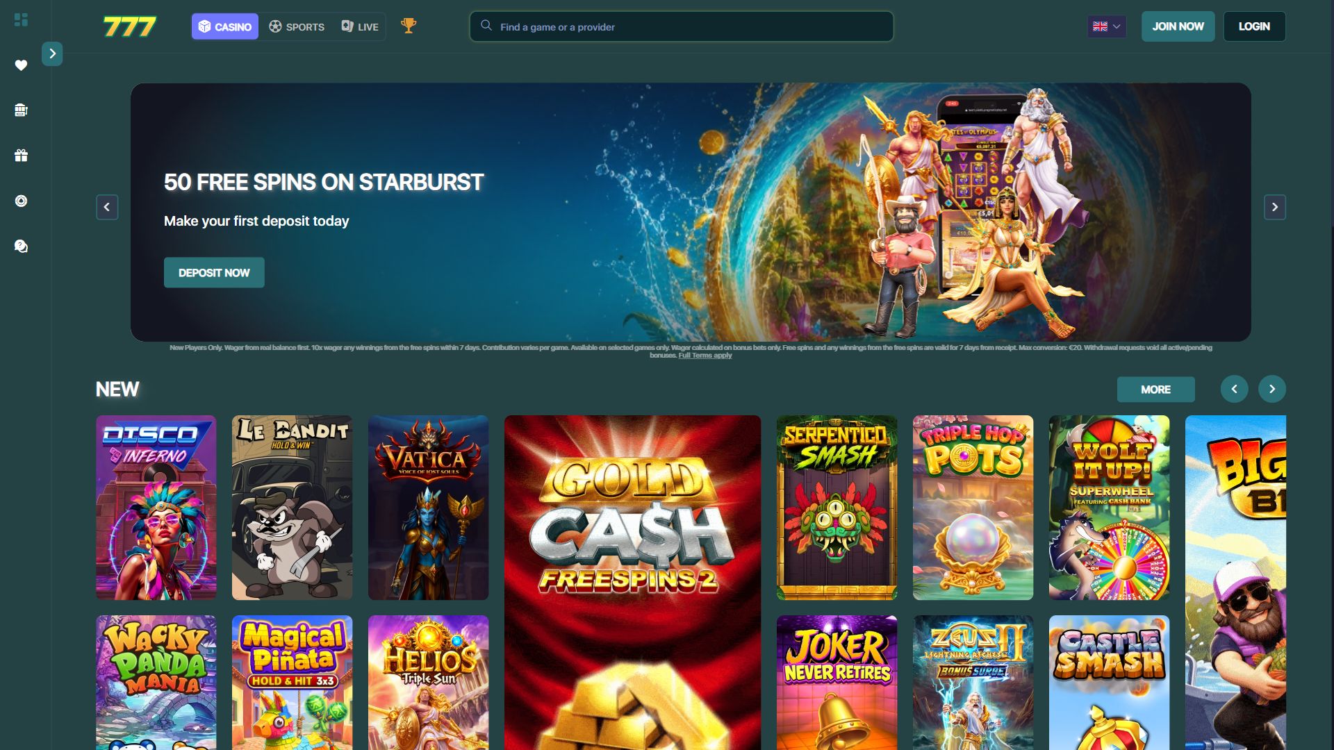 777Bet — Homepage (Desktop)