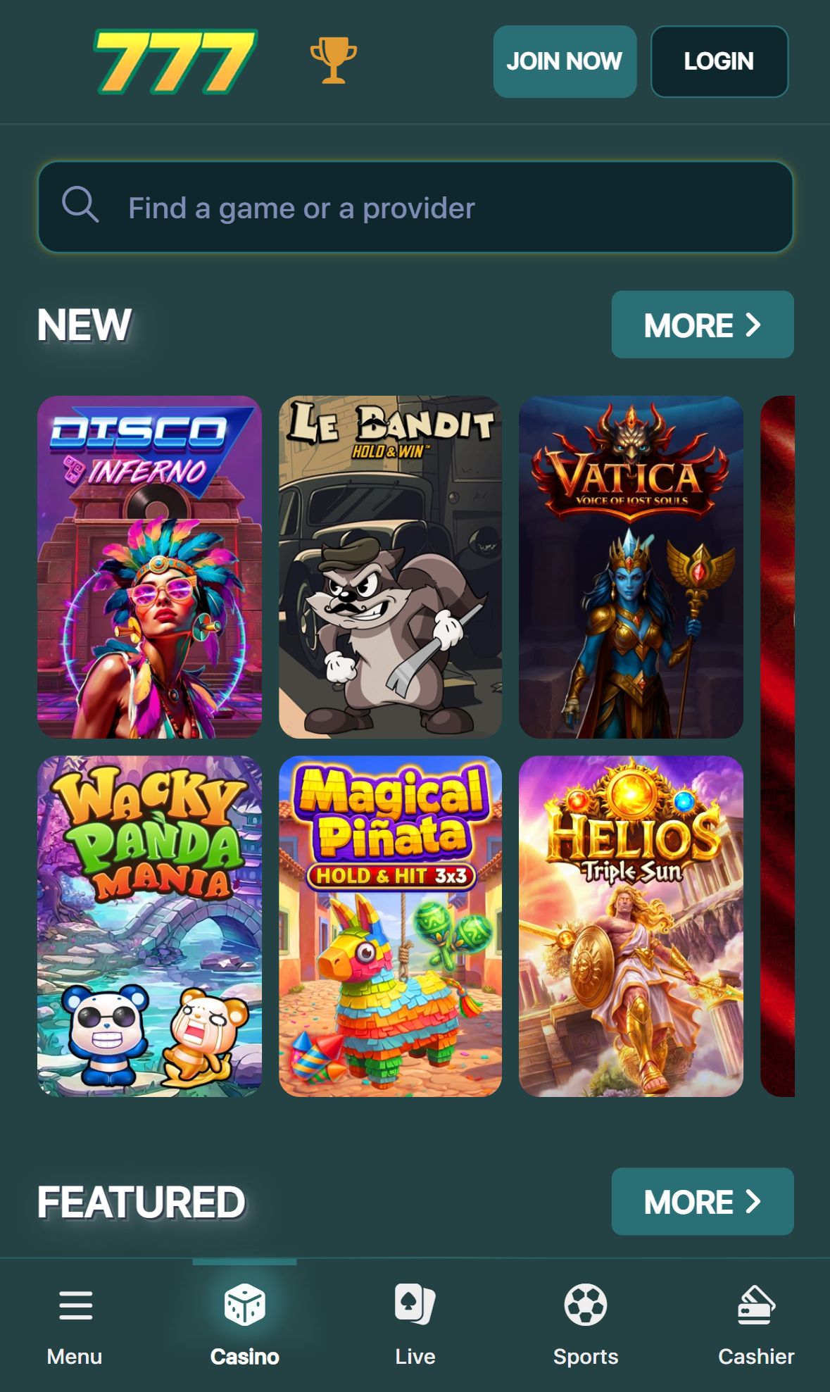 777Bet — Homepage (Mobile)
