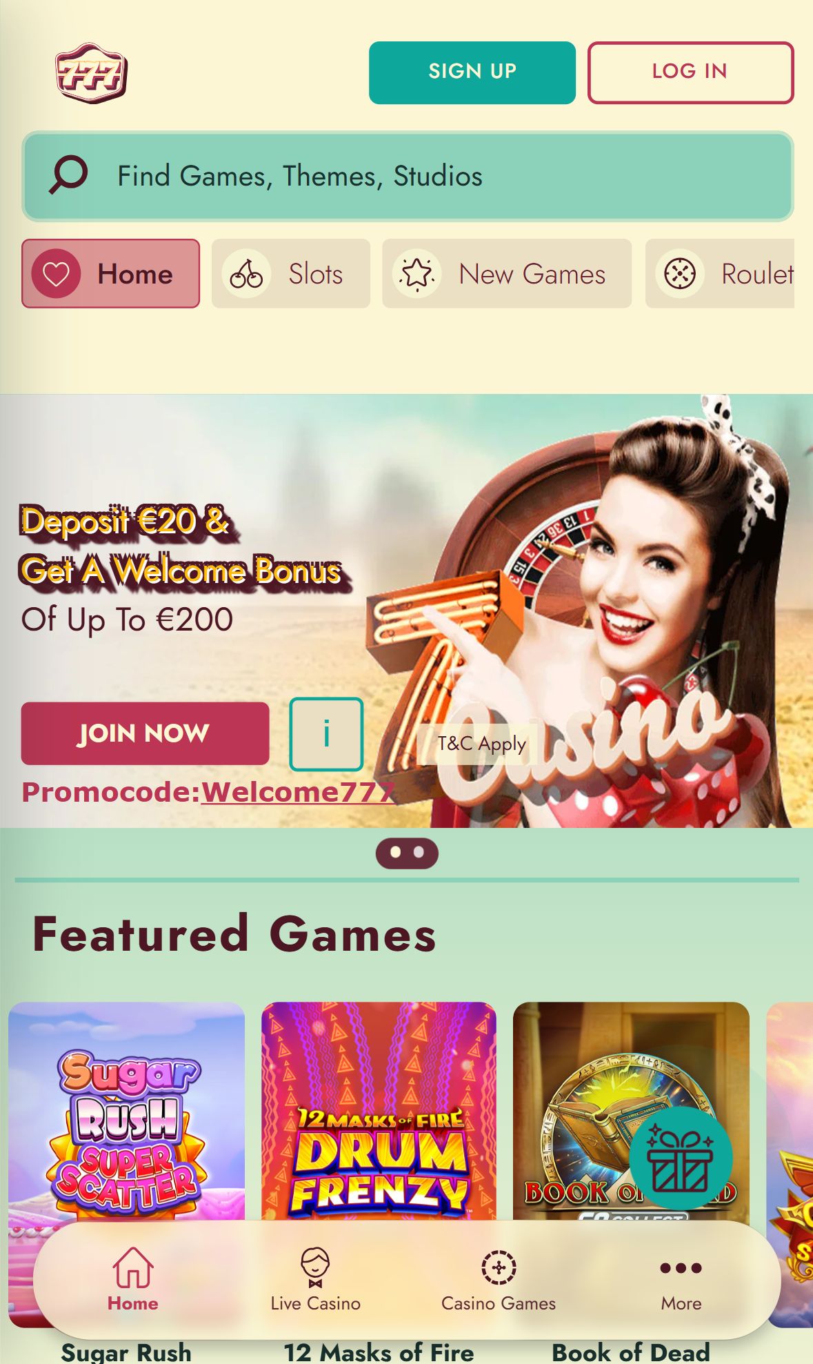 777 — Homepage (Mobile)