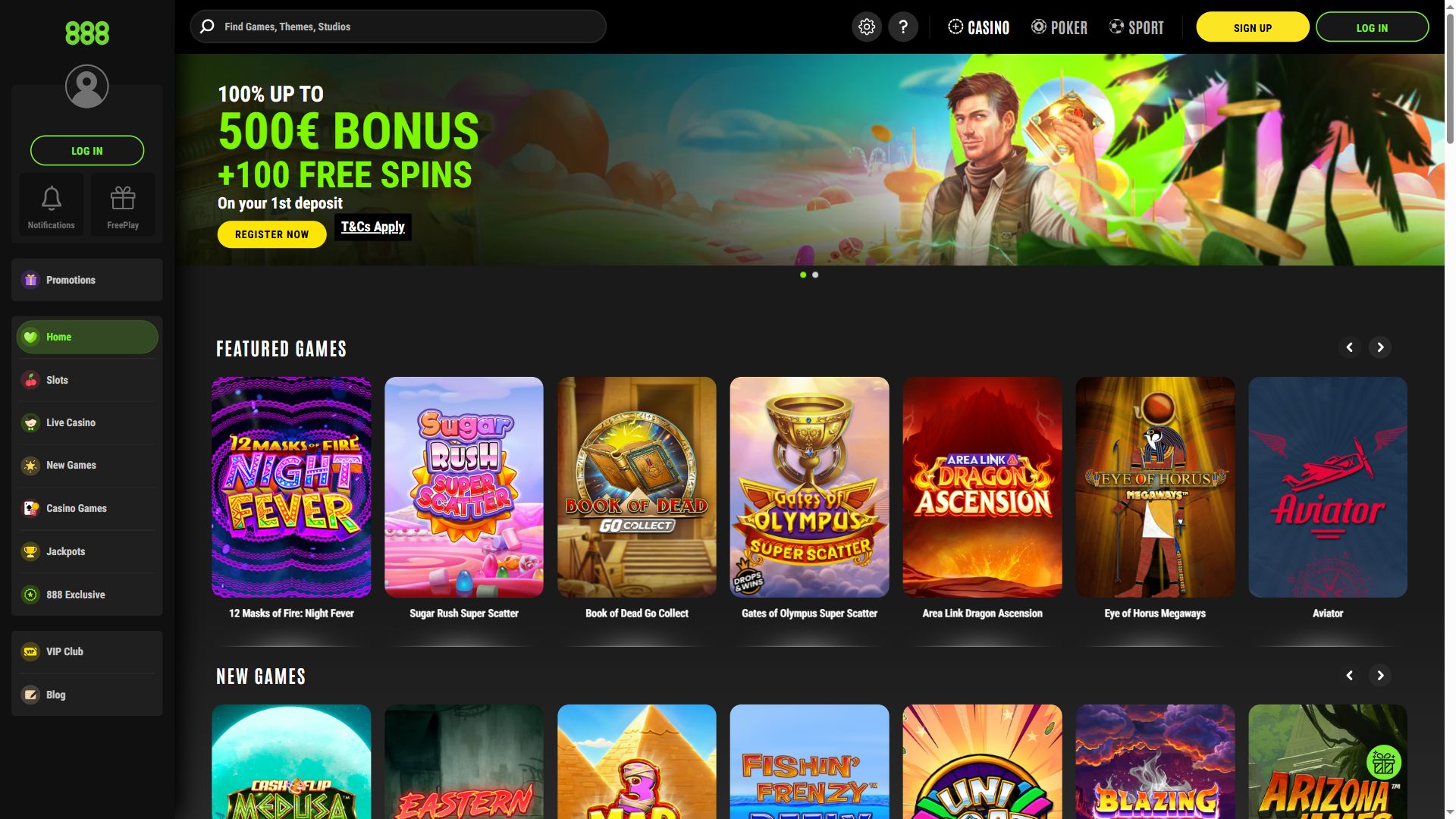 888Casino — Homepage (Desktop)