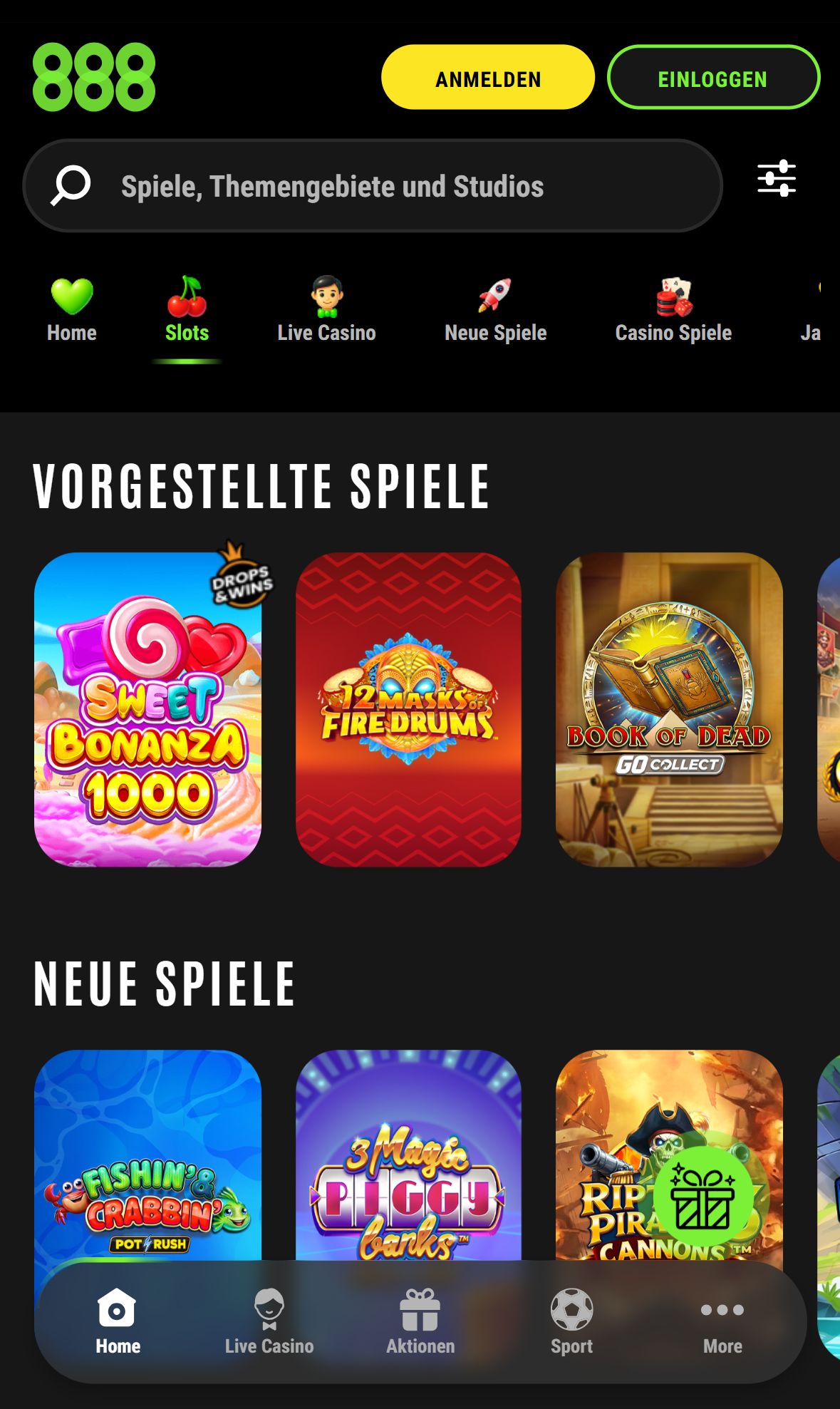 888Casino — Lobby (Mobil)
