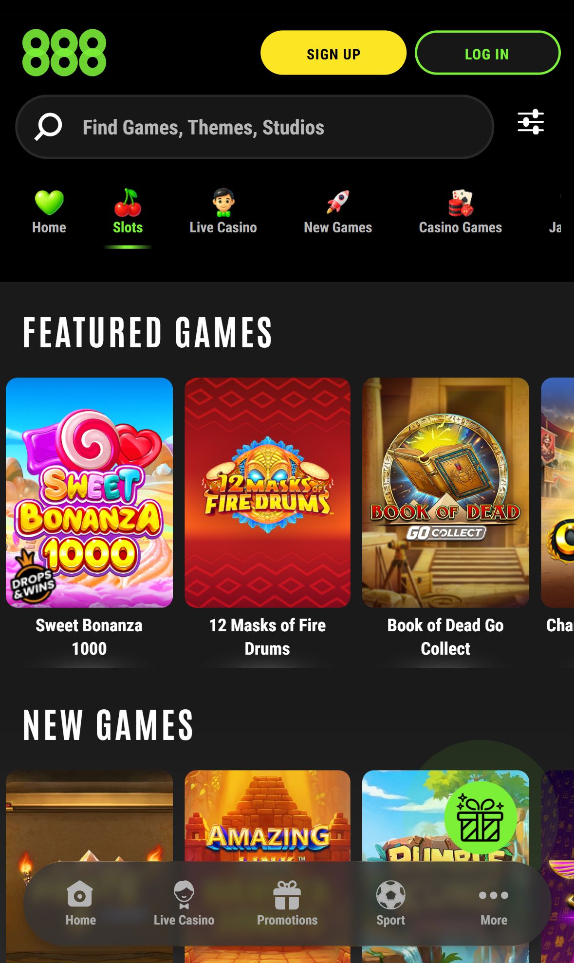 888Casino — Lobby (Mobile)