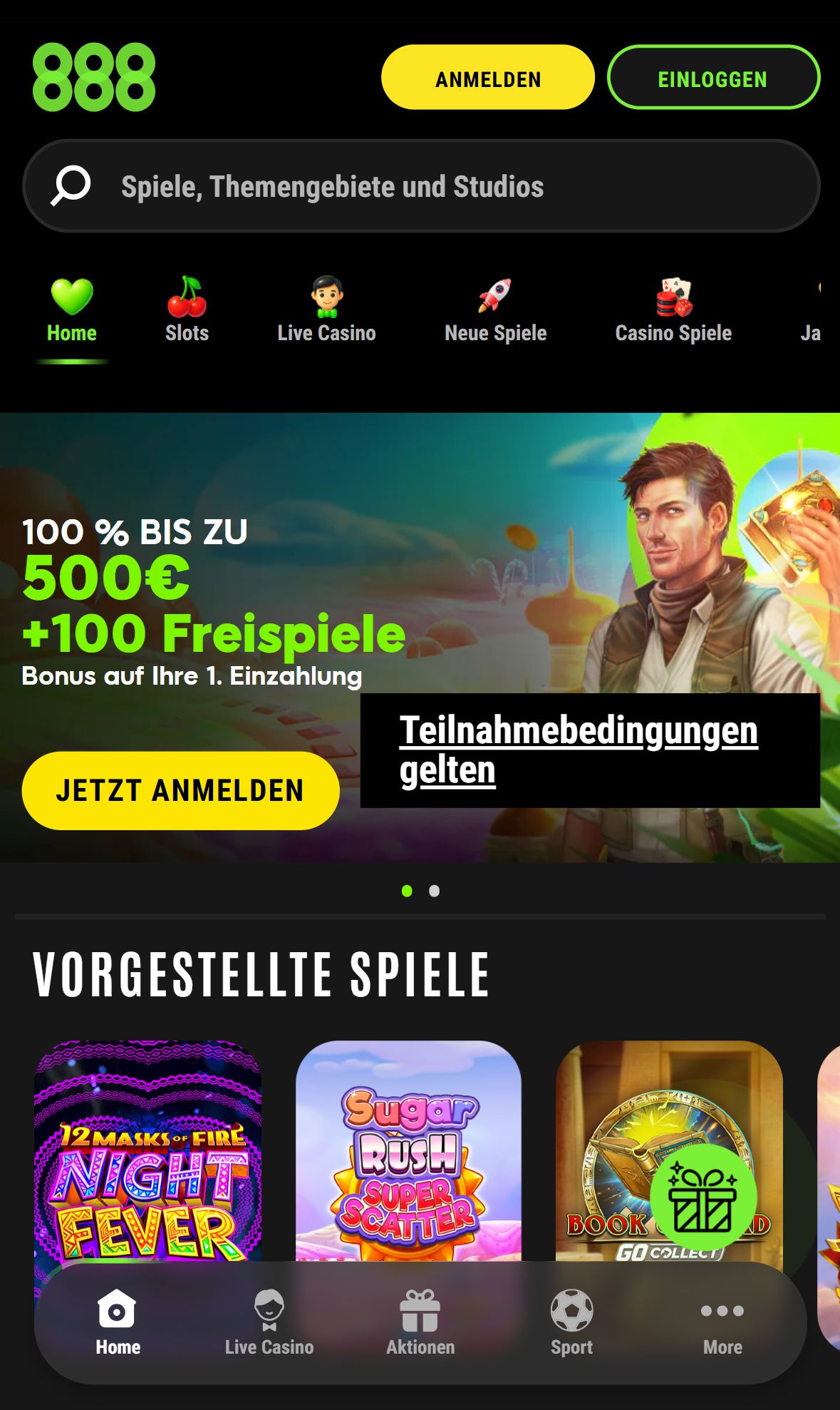 888Casino — Startseite (Mobil)