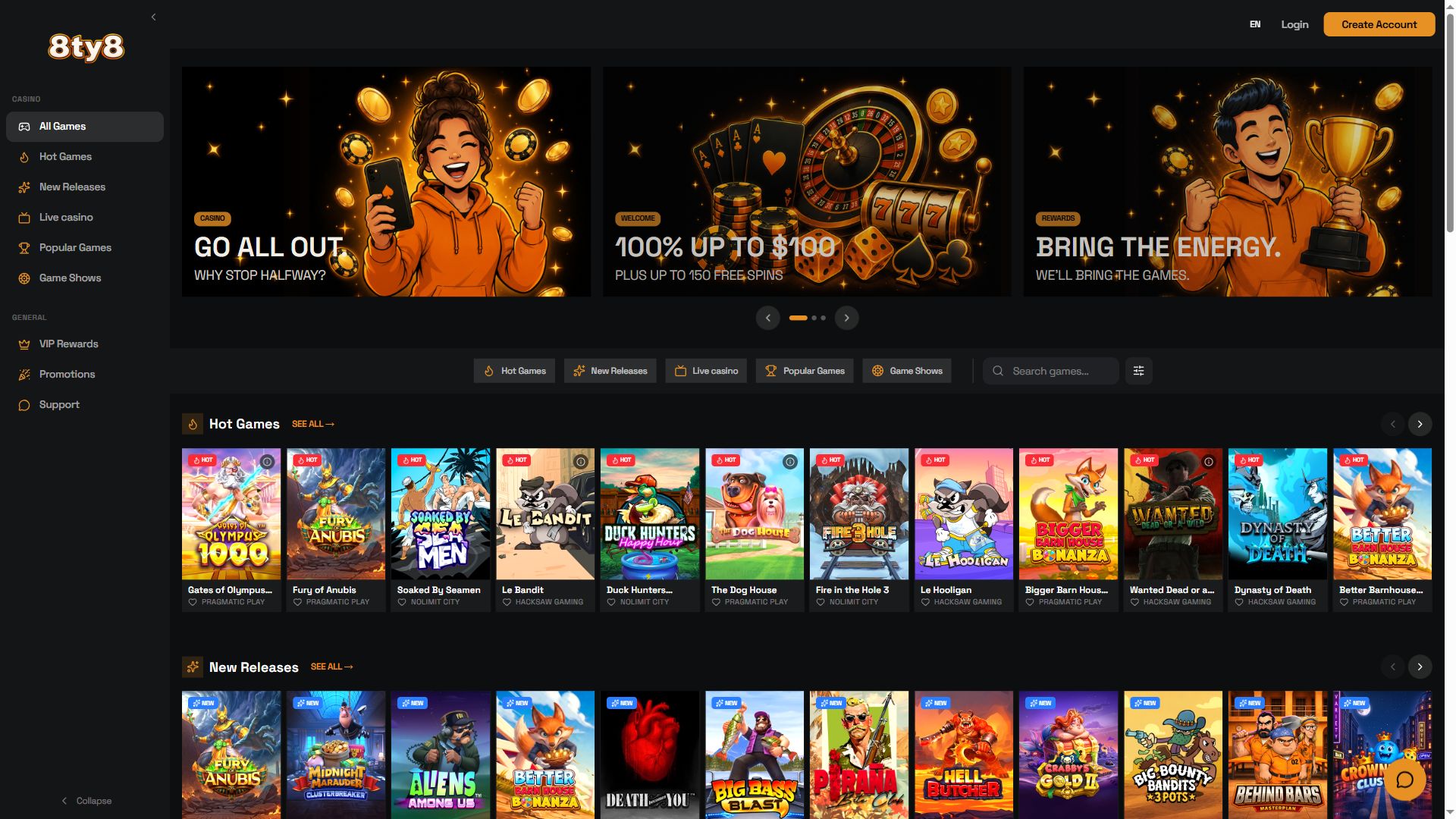 8Ty8 — Homepage (Desktop)
