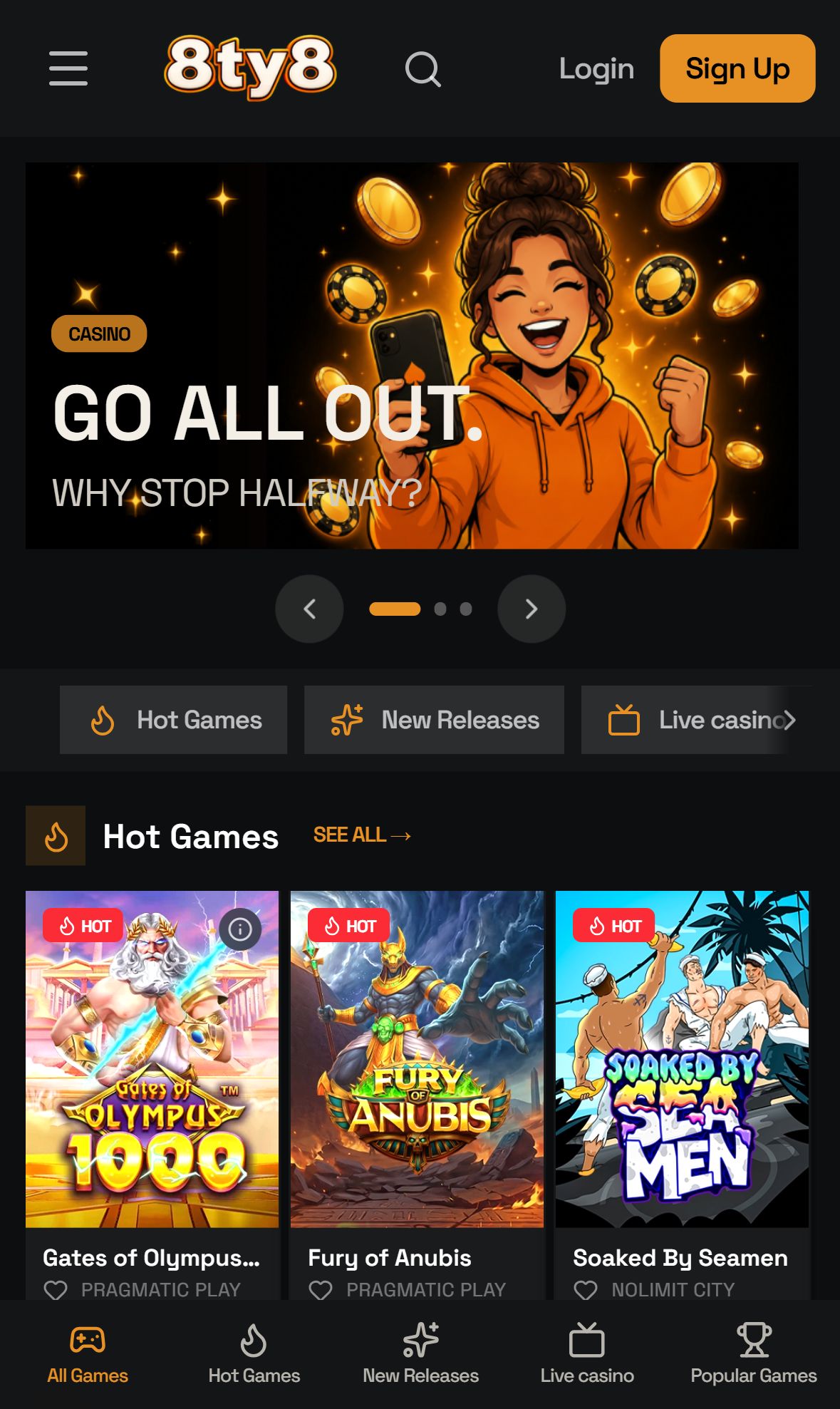 8Ty8 — Homepage (Mobile)
