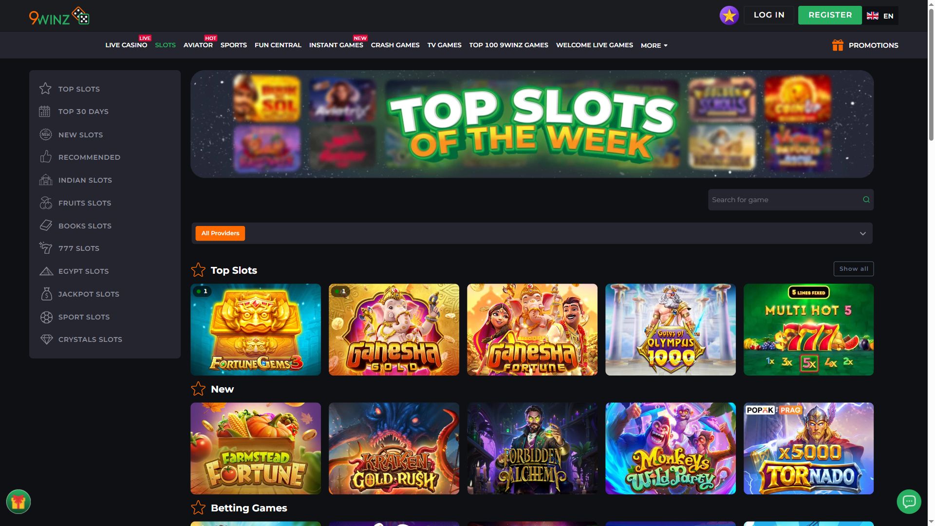 9Winz — Lobby (Desktop)