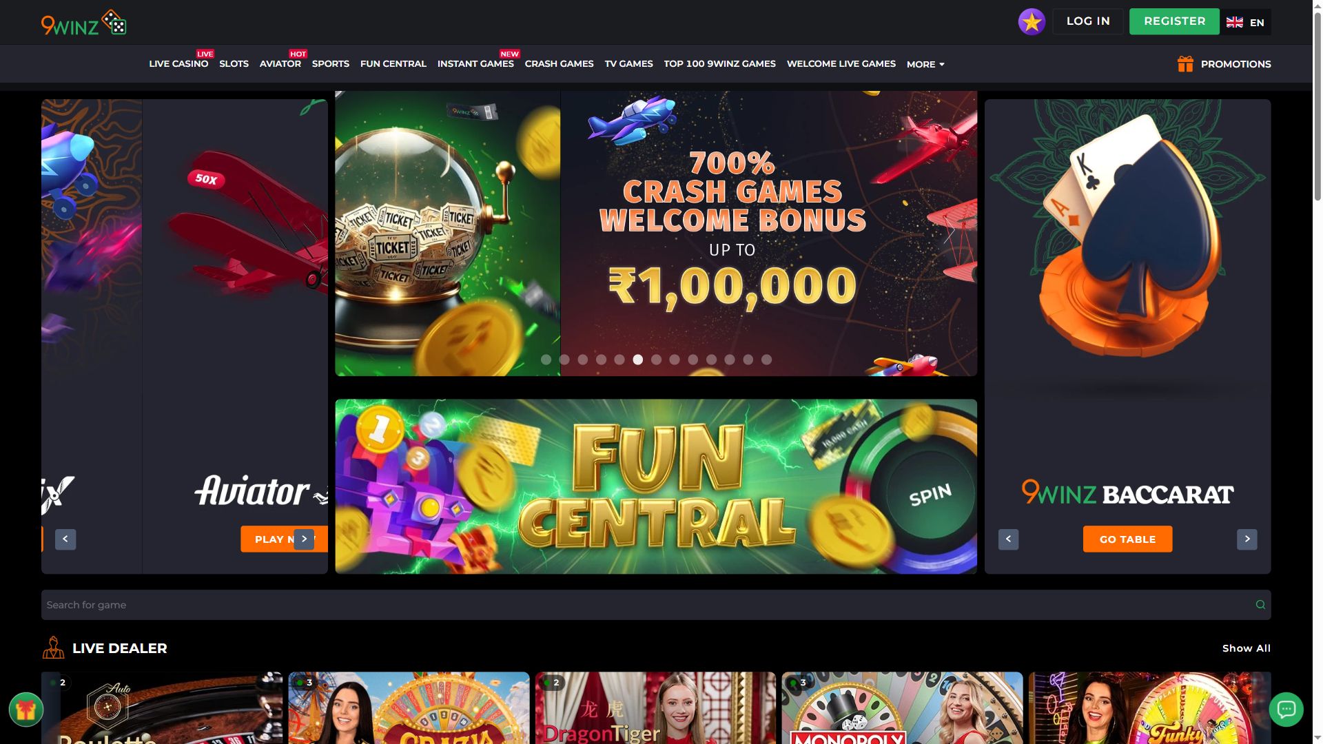 9Winz — Homepage (Desktop)