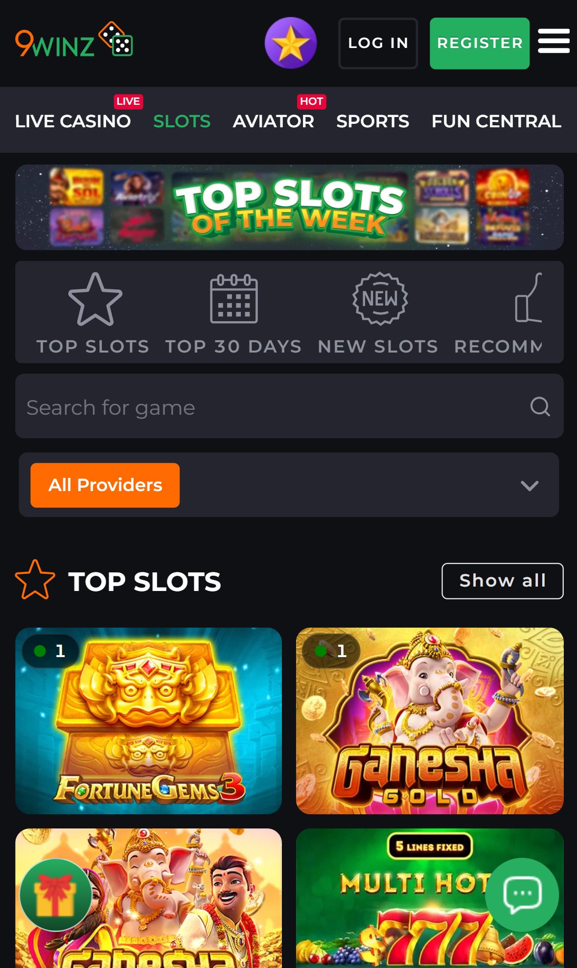9Winz — Lobby (Mobile)