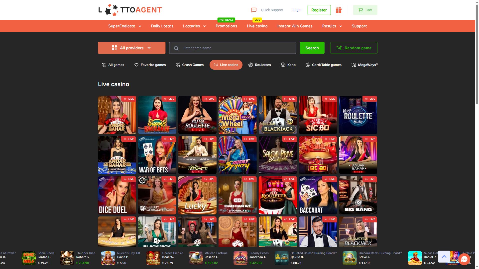 Lotto Agent — Lobby (Desktop)