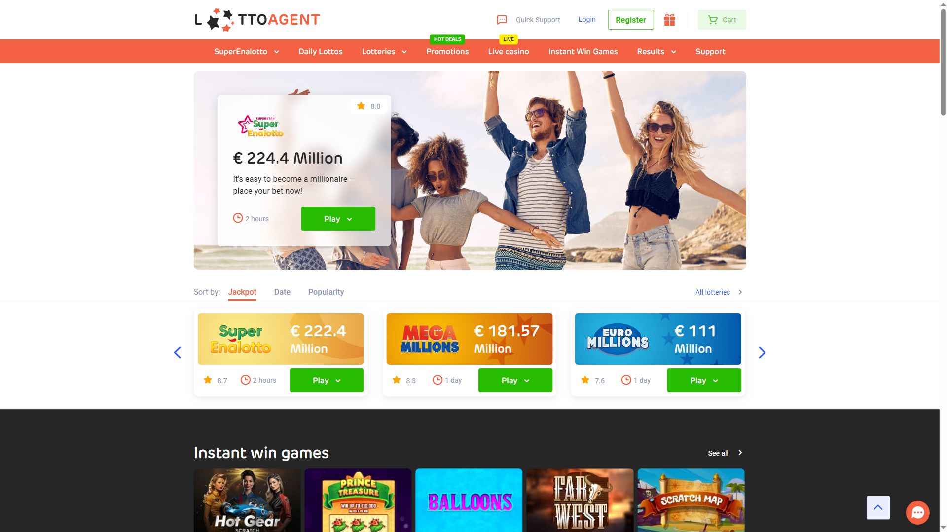 Lotto Agent — Homepage (Desktop)