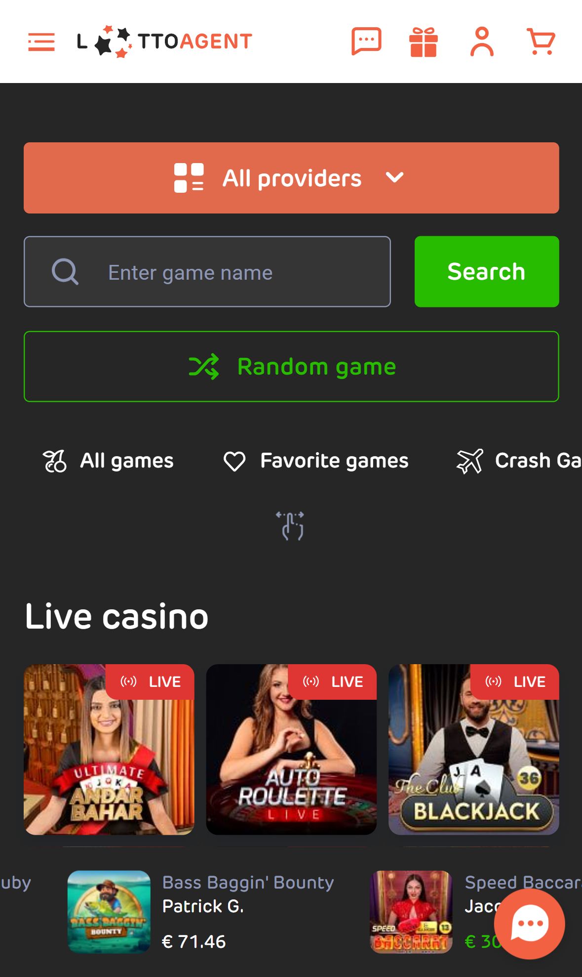 Lotto Agent — Lobby (Mobile)