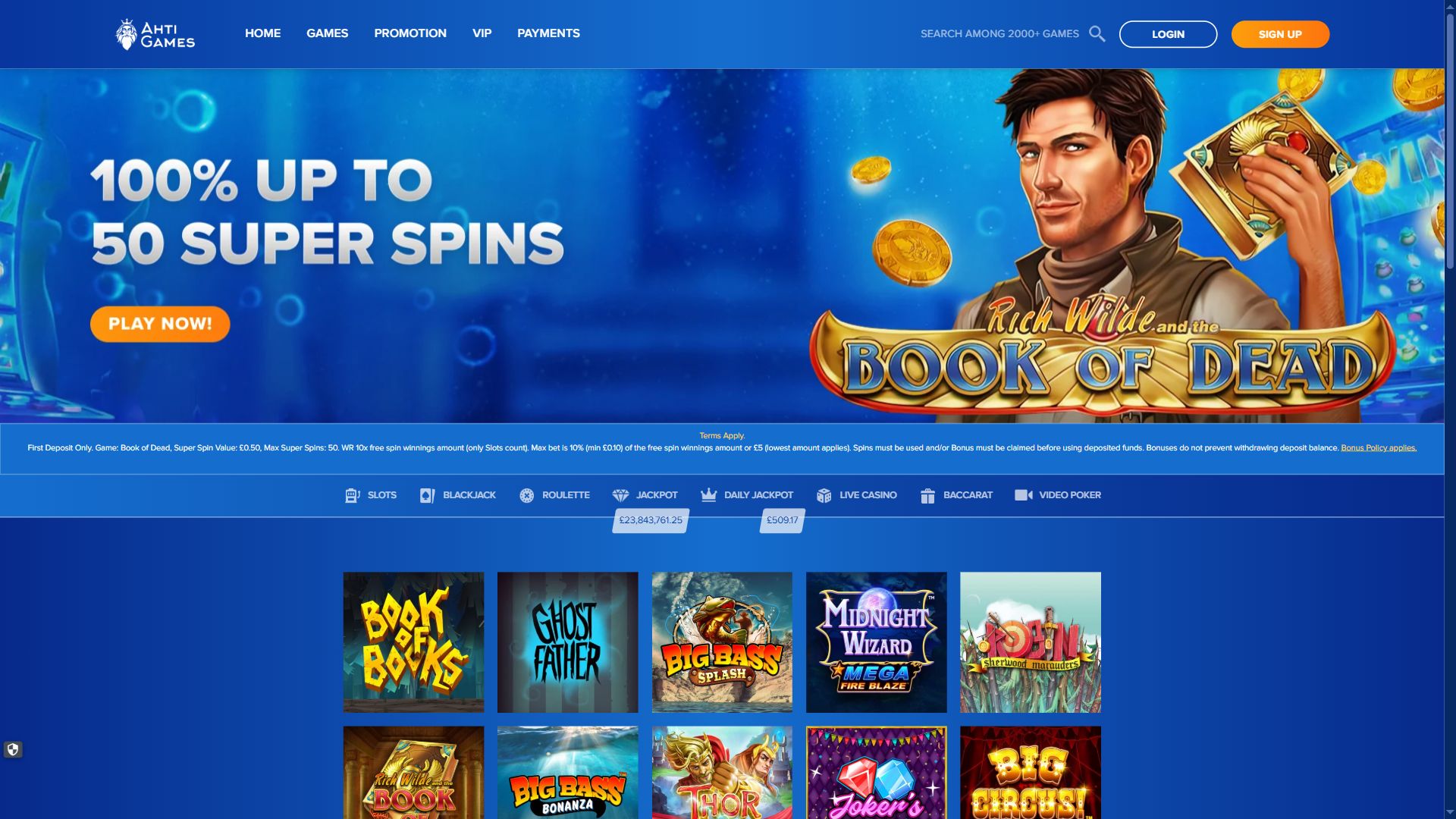 Ahti Games — Lobby (Desktop)