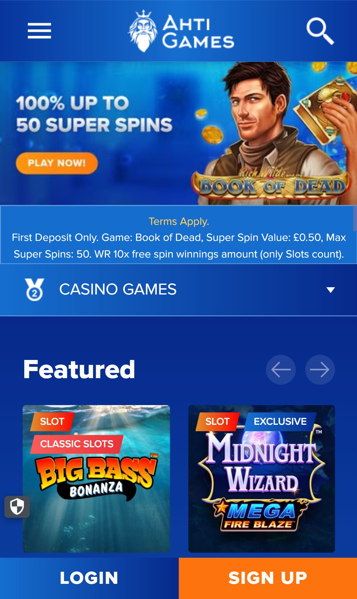 Ahti Games — Homepage (Mobile)