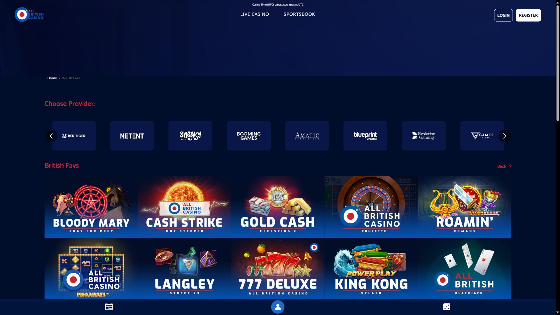All British Casino — Lobby (Desktop)