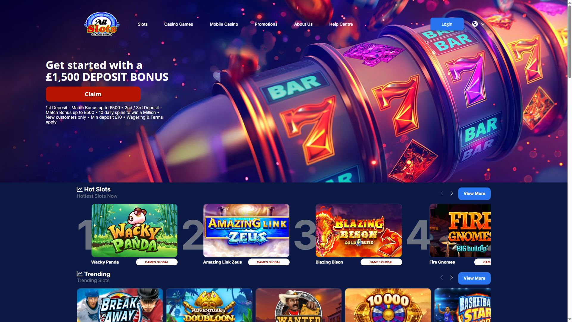 Allslotscasino — Lobby (Desktop)