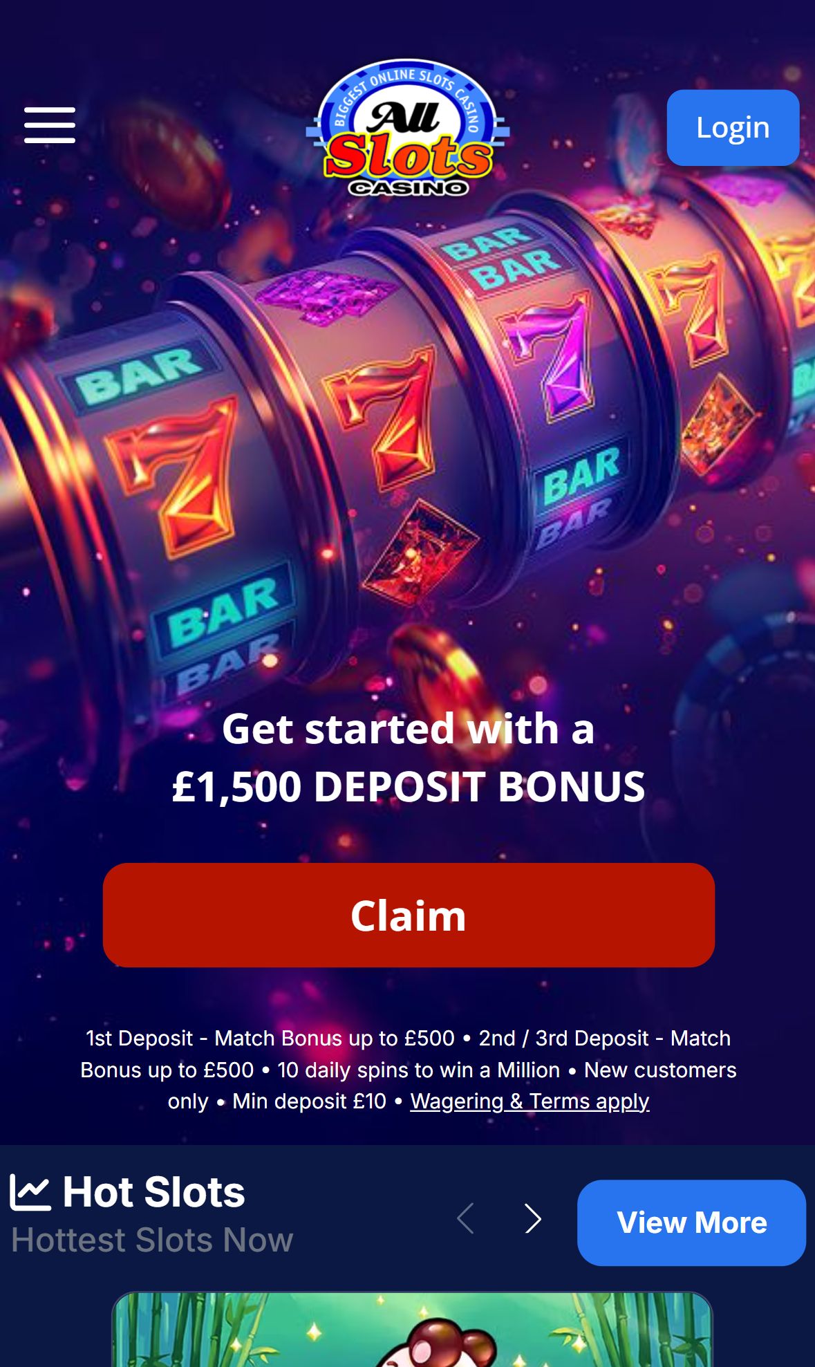 Allslotscasino — Lobby (Mobile)