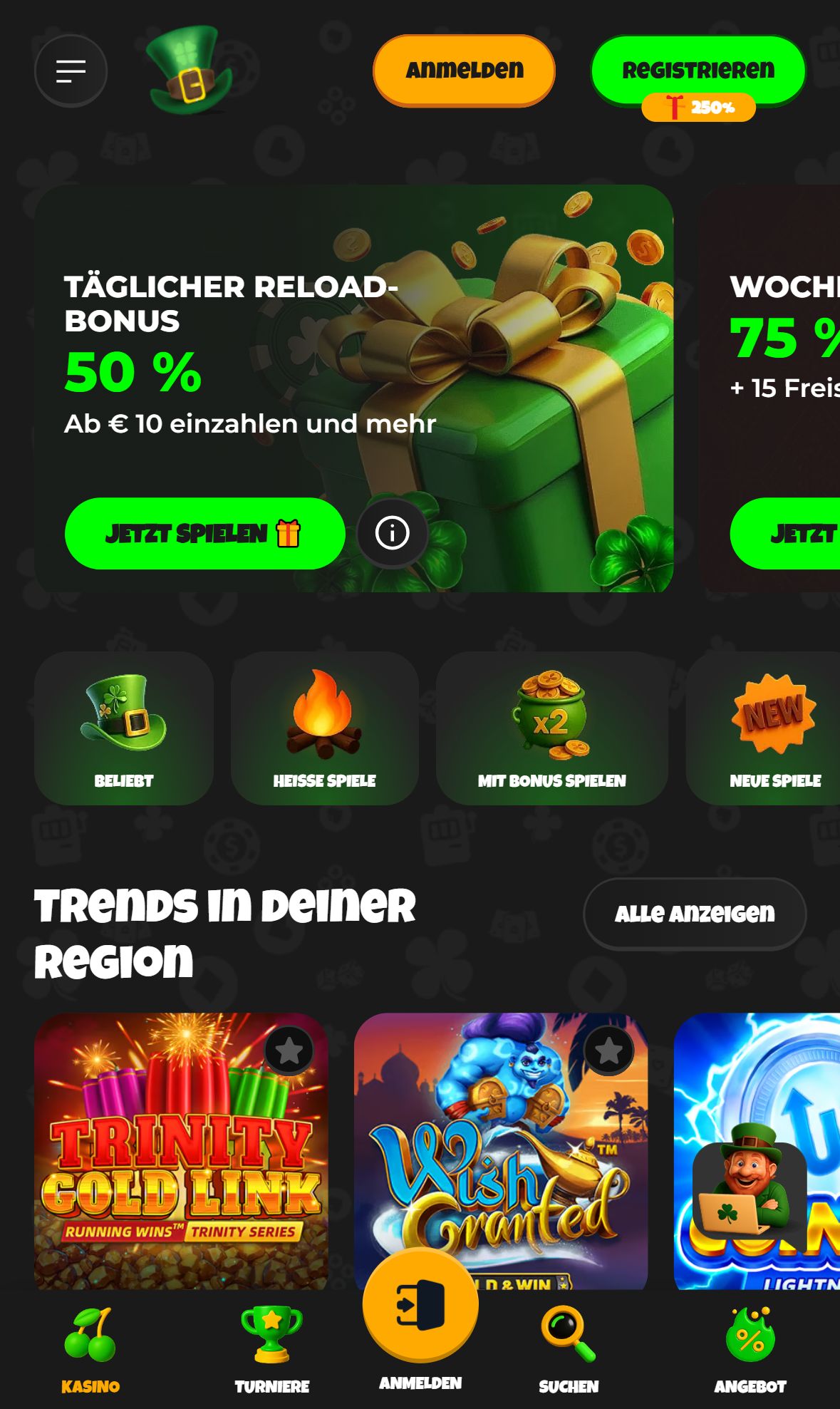 All Wins Casino — Startseite (Mobil)