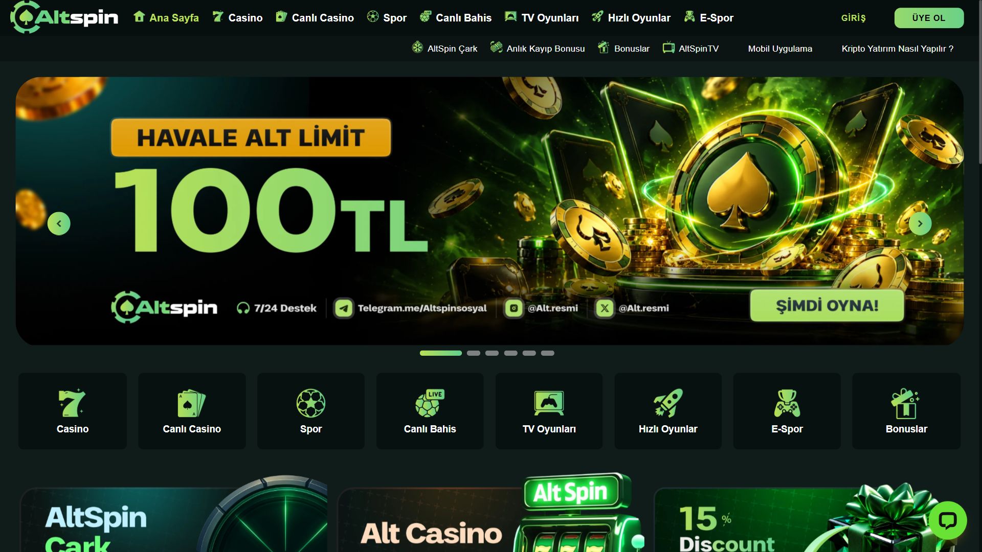 Altspin — Homepage (Desktop)