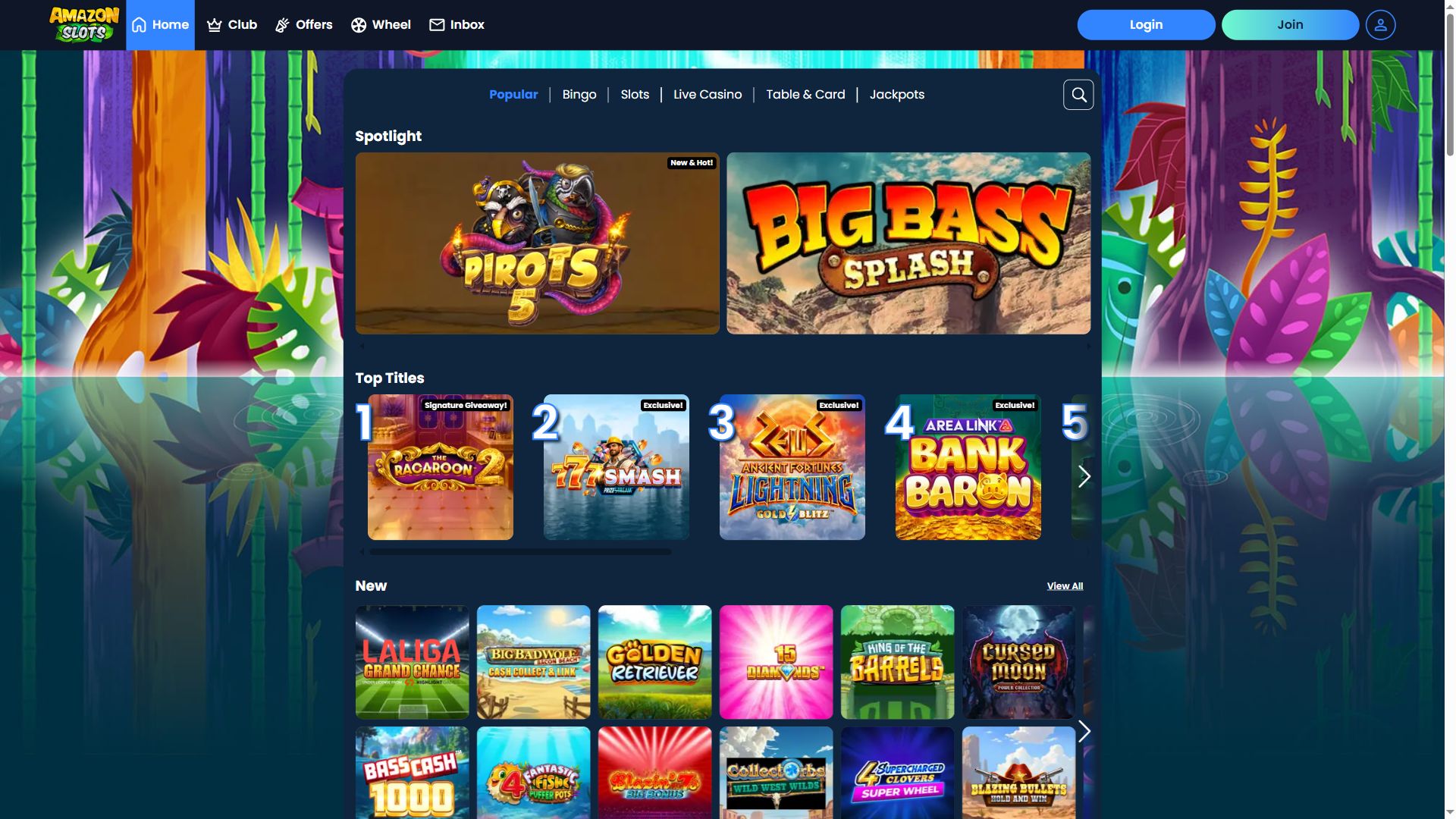 Amazon Slots — Lobby (Desktop)