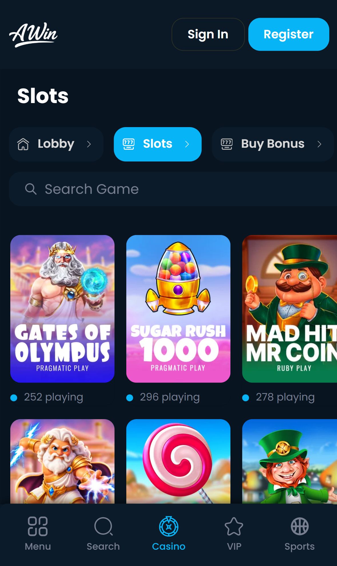 AndesWin — Lobby (Mobile)