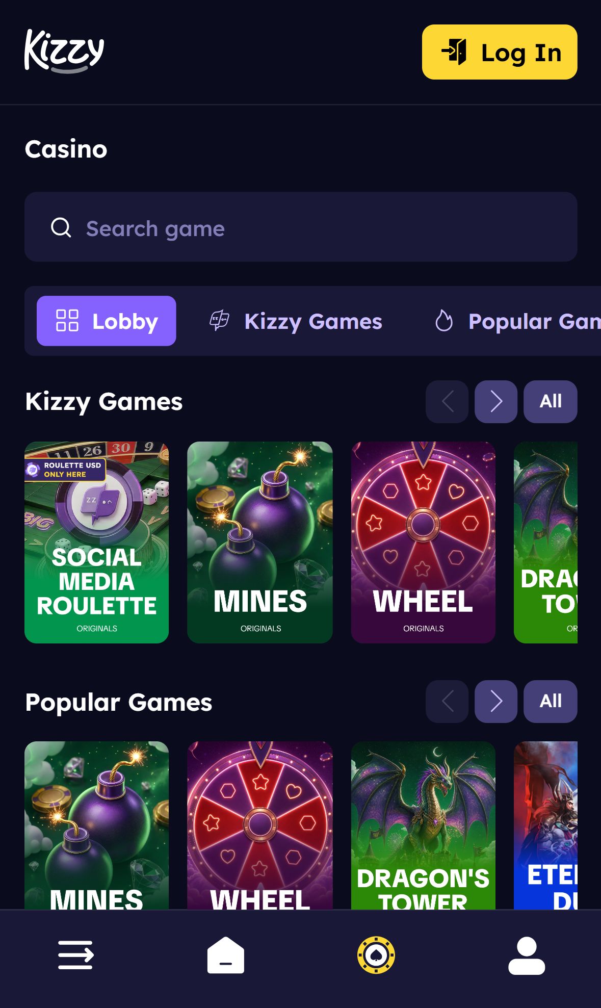 Kizzy — Lobby (Mobile)