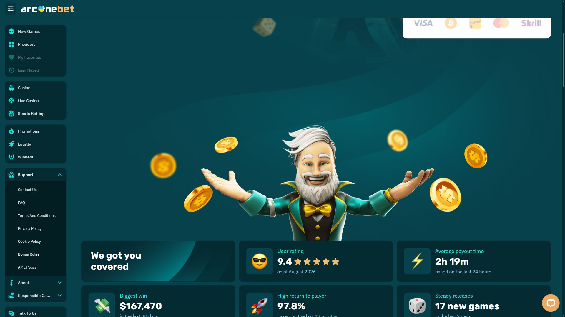 Arcanebet — Homepage (Desktop)